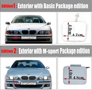 Front Tow Cover for 96-02 BMW 5 Series E39 Fit 520d 520i 523i 525d 525i 525td 528i 530d 530i 535i 540iP 1996 1997 1998 1999 2000 2001 2002 Bumper Towing Hook Eye Cap (Black)