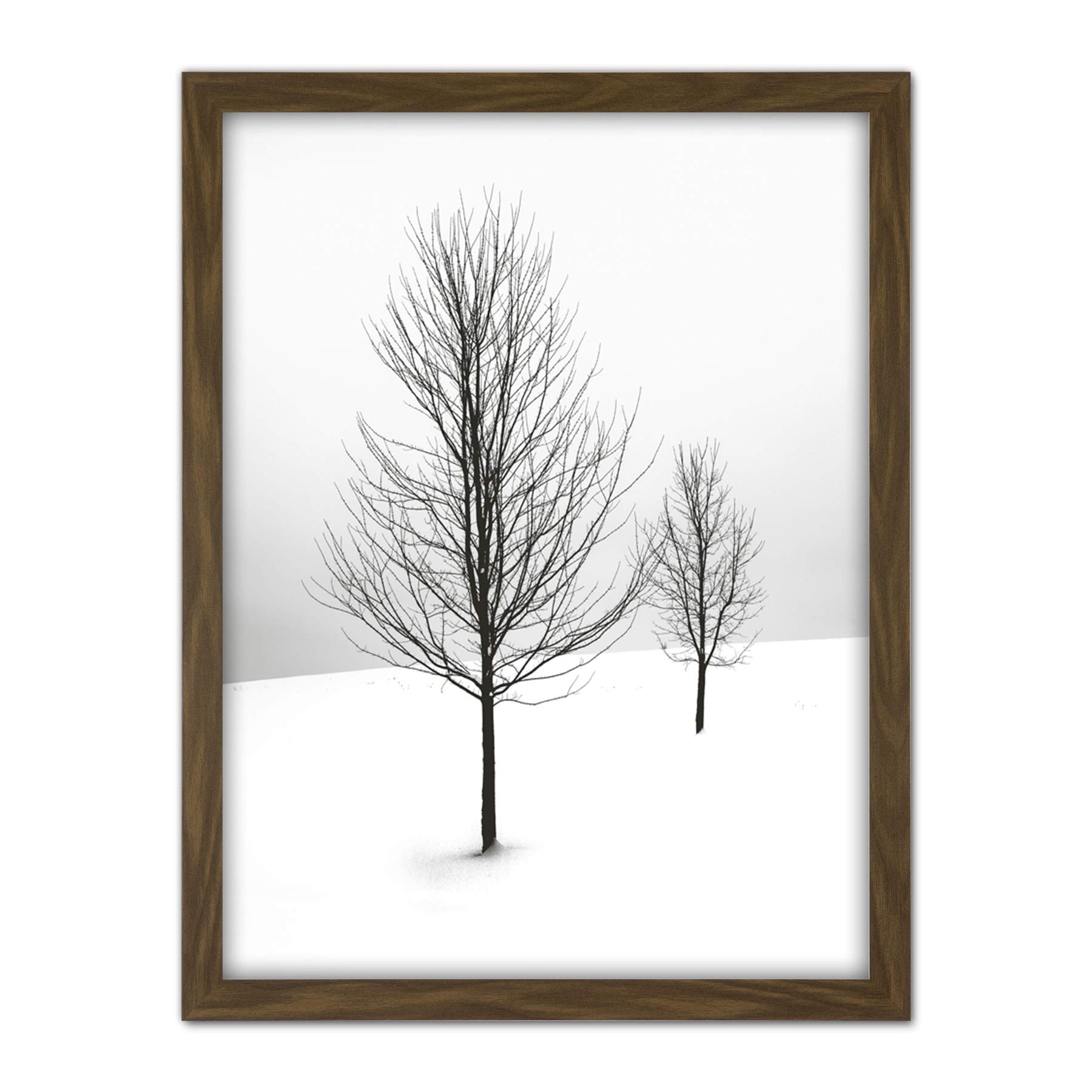 Artery8 Two Silhouette Trees WInter Landscape Photo Artwork Framed Wall Art Print 18X24 Inch