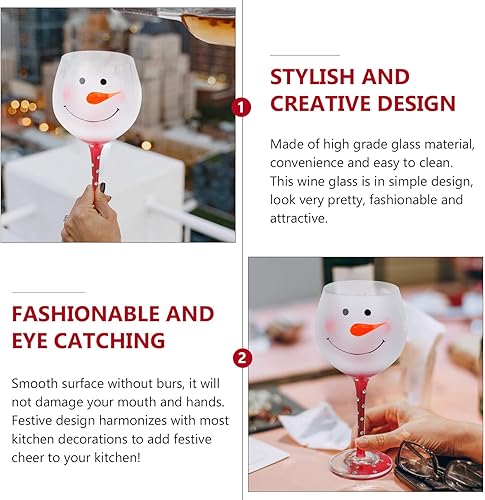 Miniatura 8 de DOITOOL Copas de vino de Navidad con tallo, muñeco de nieve festivo pintado a mano, copa de vino de Navidad, copas de cóctel, copas de vino con