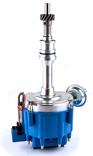 Vista 5 de MAS Distribuidor de encendido con tapa y rotor puede usarse con Ford 351C 351M 400 429 460 HEI 65,000 Volt Coil KA-1046013 PE332U JM6506BL Azul