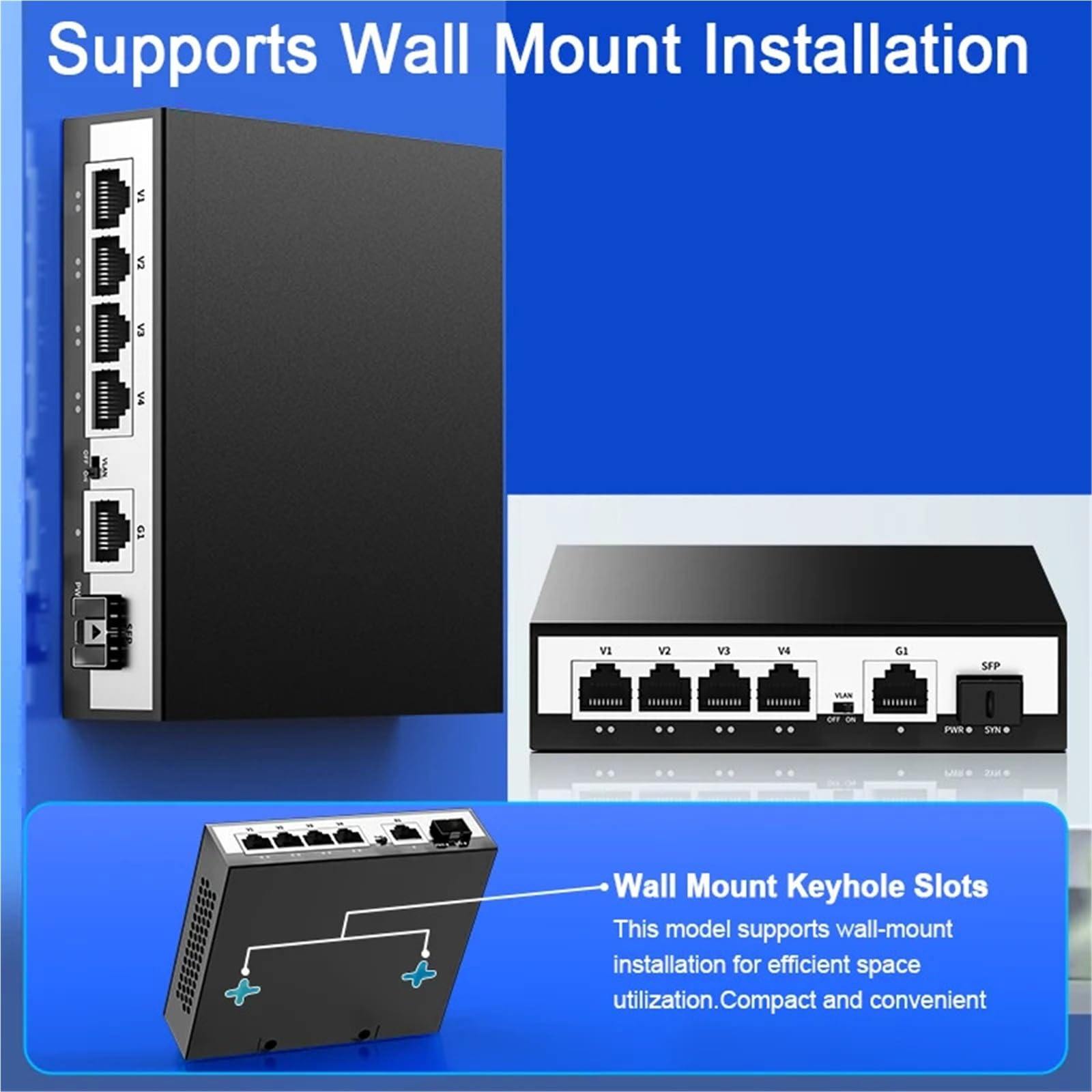Switch Industriale Switch Poe Gigabit a 6 Porte Switch di Rete Poe Attivo da 1000 Mbps 52 W(AU Adapter)