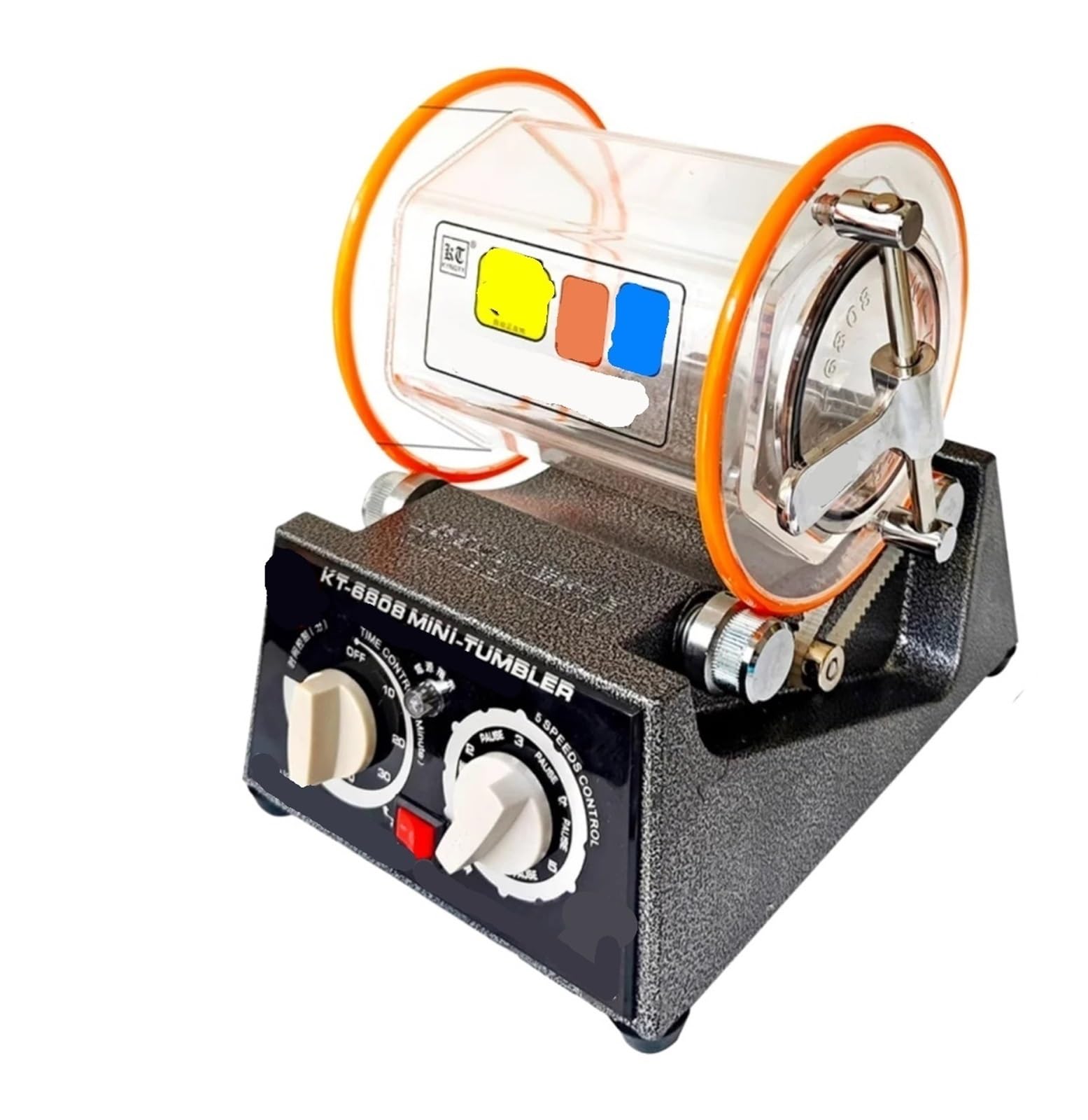 Pulidor de joyas rotativo Kt6808 de tambor con capacidad de 3 kg para acabados de bricolaje