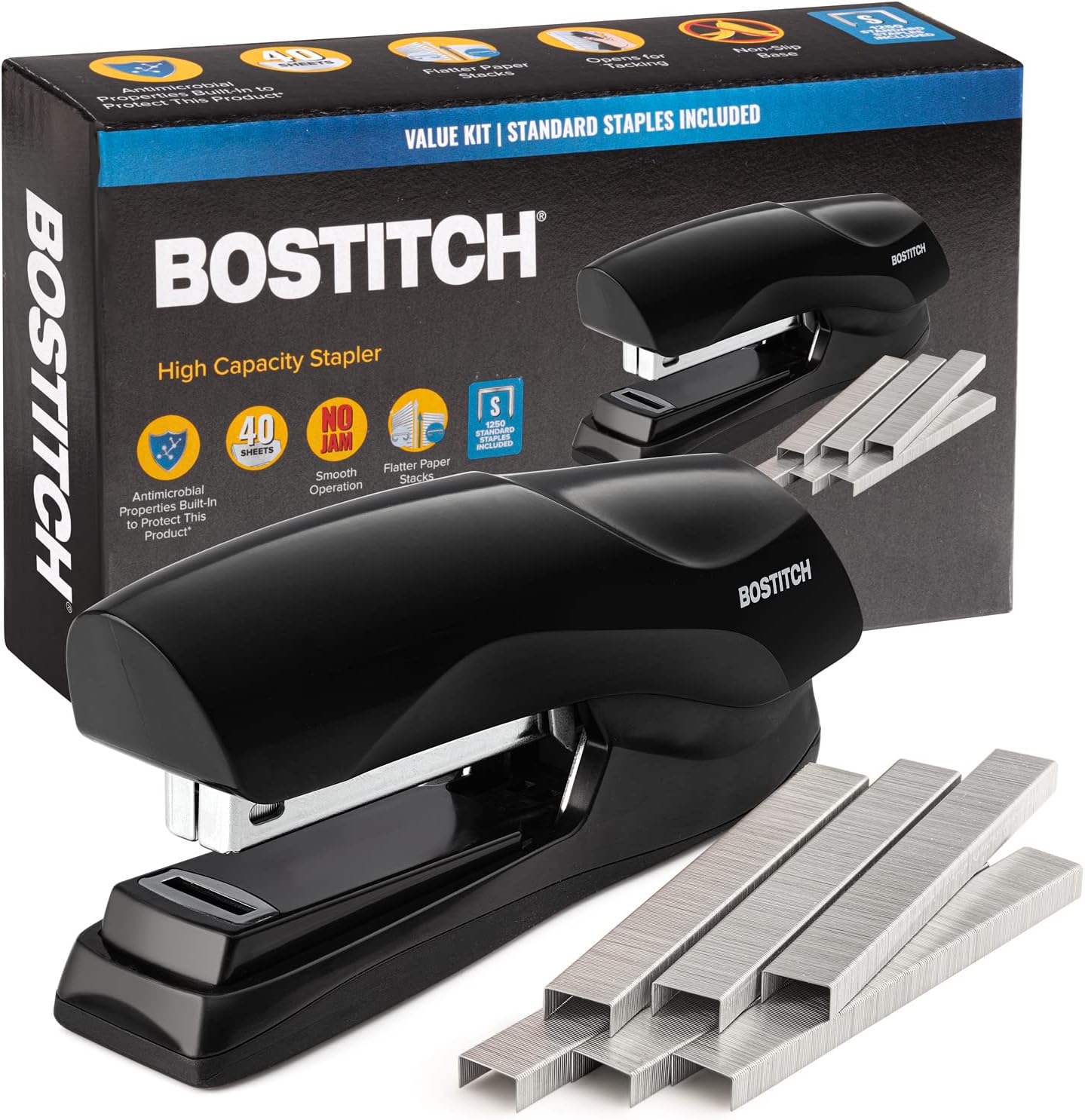 Bostitch 03201 NoJam Desktop HeavyDuty Stapler, 60Sheet
