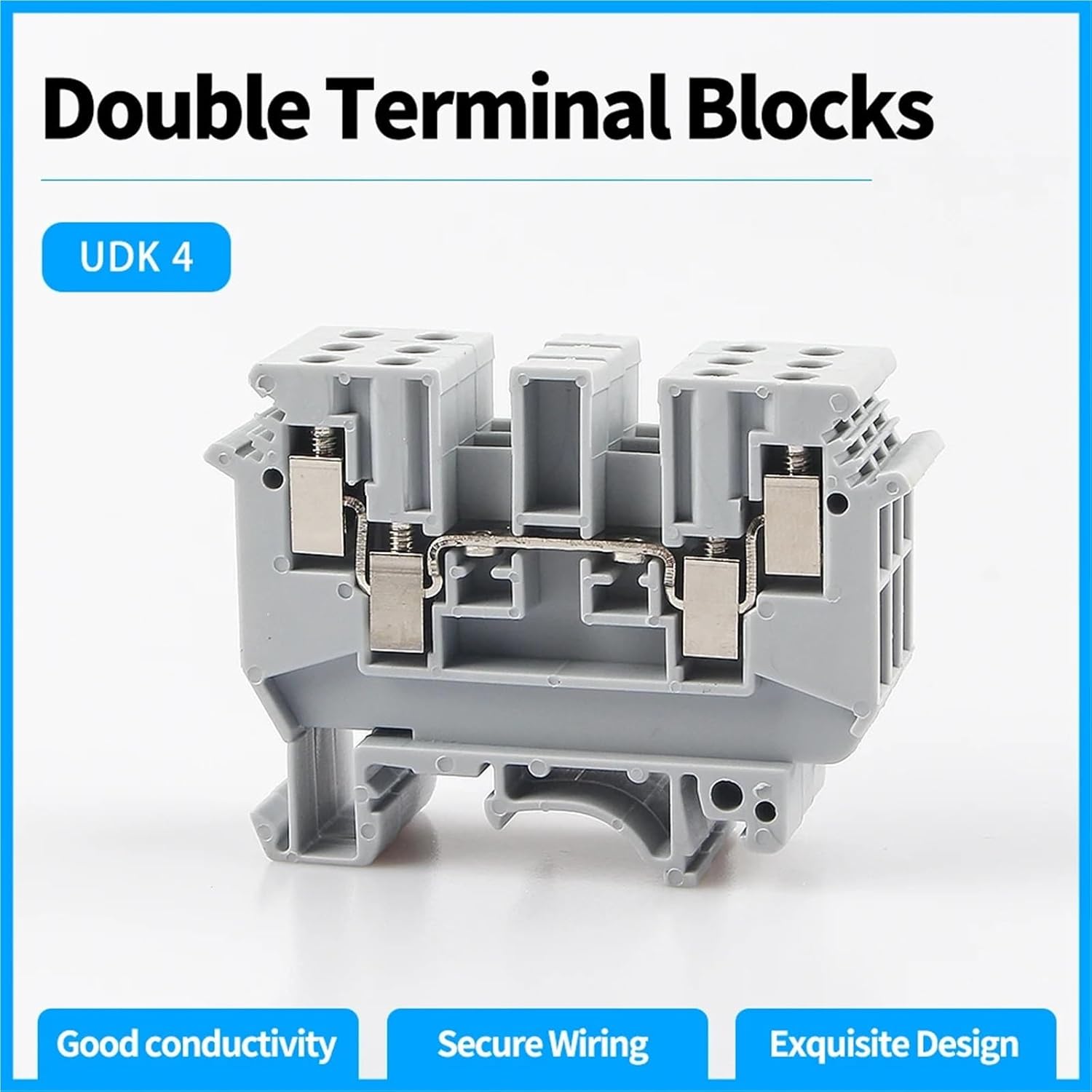 50Pcs UDK-4 Din Rail Terminal Blocks Feed Through Screw Connection Multi Conductors Wire Conductor UDK4