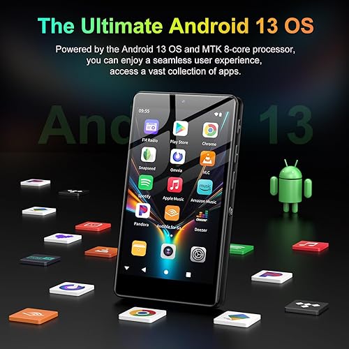 Miniatura 5 de Reproductor MP3 de 96 GB con Bluetooth y cámara, Android 13 MP3 MP4 reproductores con pantalla táctil de 4 pulgadas y altavoz, 4 GB de RAM y 32 GB