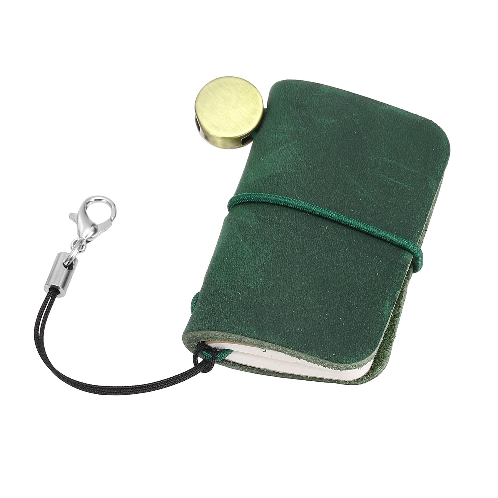 sourcing map Miniature Notebook, 1.9 x 1.3 Vintage Portable Leather Pocket Tiny Notebooks Pocket Journal for Daily Travel Diary Drawing Writing Keychain Gifts, Dark Green