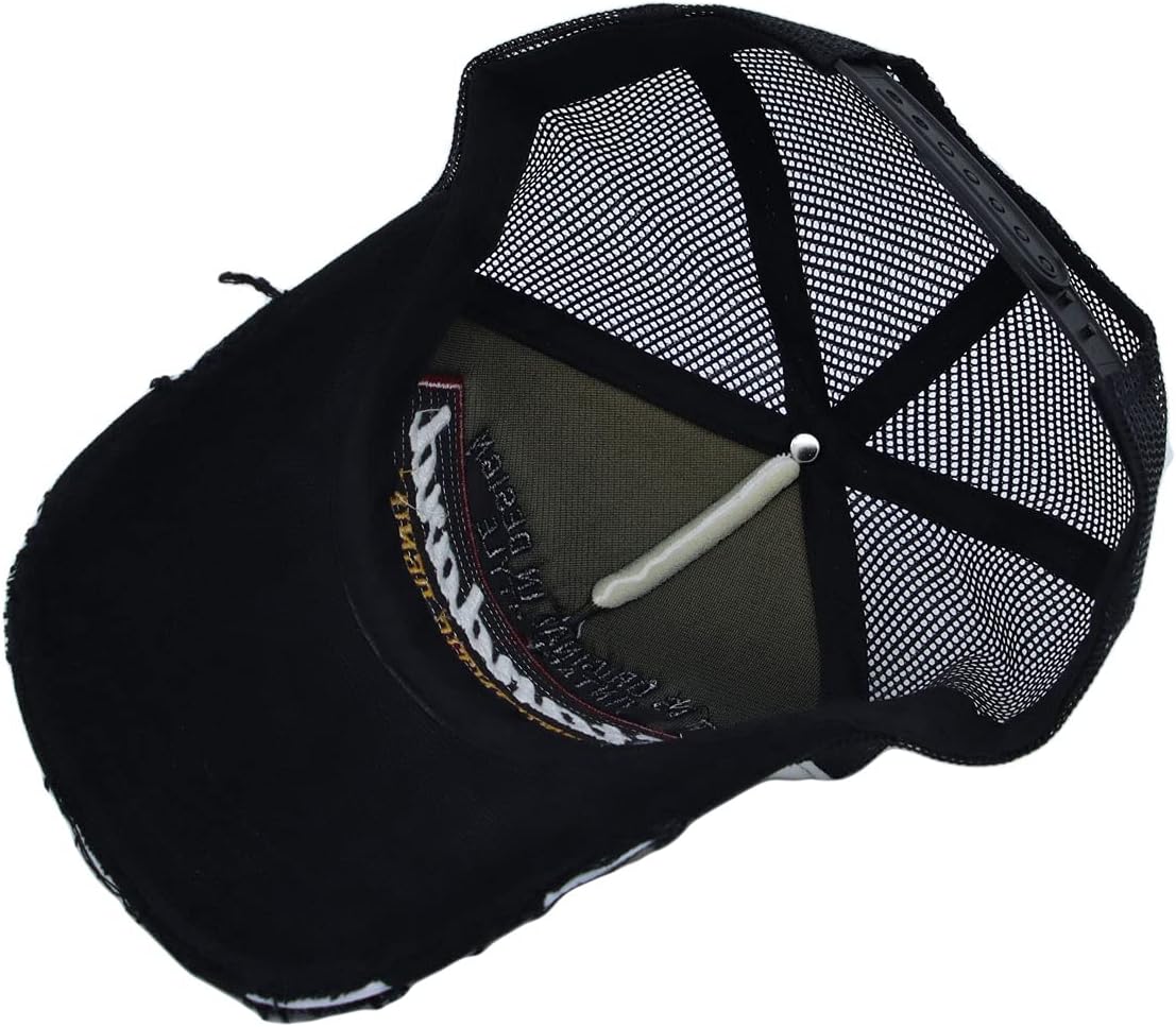 WITHMOONS Standard Embroidery Vintage Mesh Trucker Baseball Cap KR11346