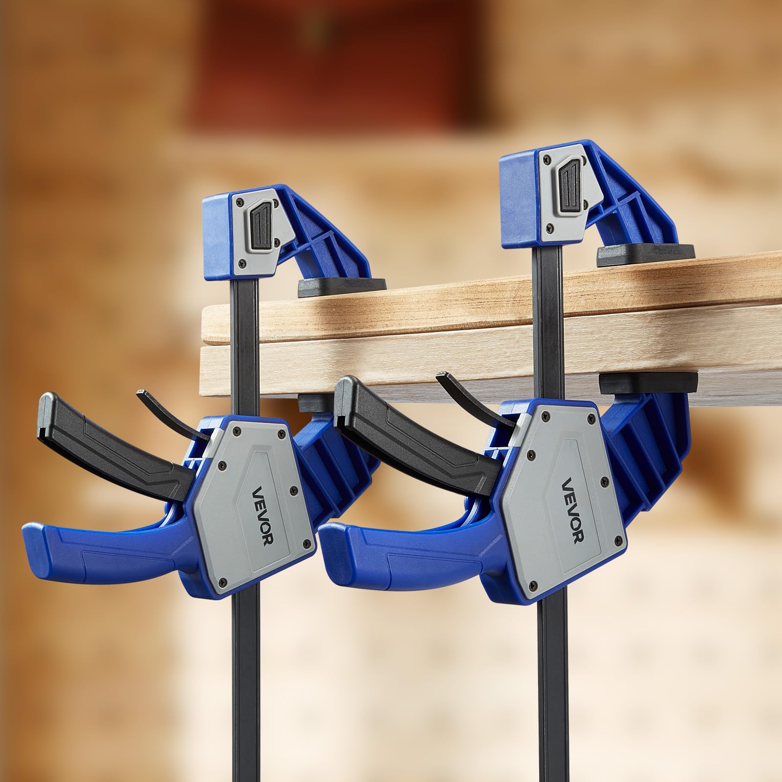VEVOR Serre-Joints à Libération Rapide 2PCs Ouverture de la Mâchoire 60,96 cm, Pince Écarteur à Une Main Capacité Max. 154 kg, Pince en F en Plastique et Acier au Carbone, pour Menuisier Métallurgie