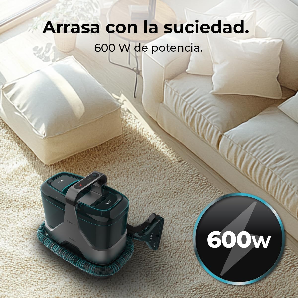 Cecotec Limpiador Aspirador de Tapicerías - Alfombras con Cable Conga 6000 Carpet&Spot Clean XXL Advance. 600W, Pulveriza, Aspira y Limpia, 15 kPa de Succión, Depósito 1300ml, Radio de Acción 7m 4