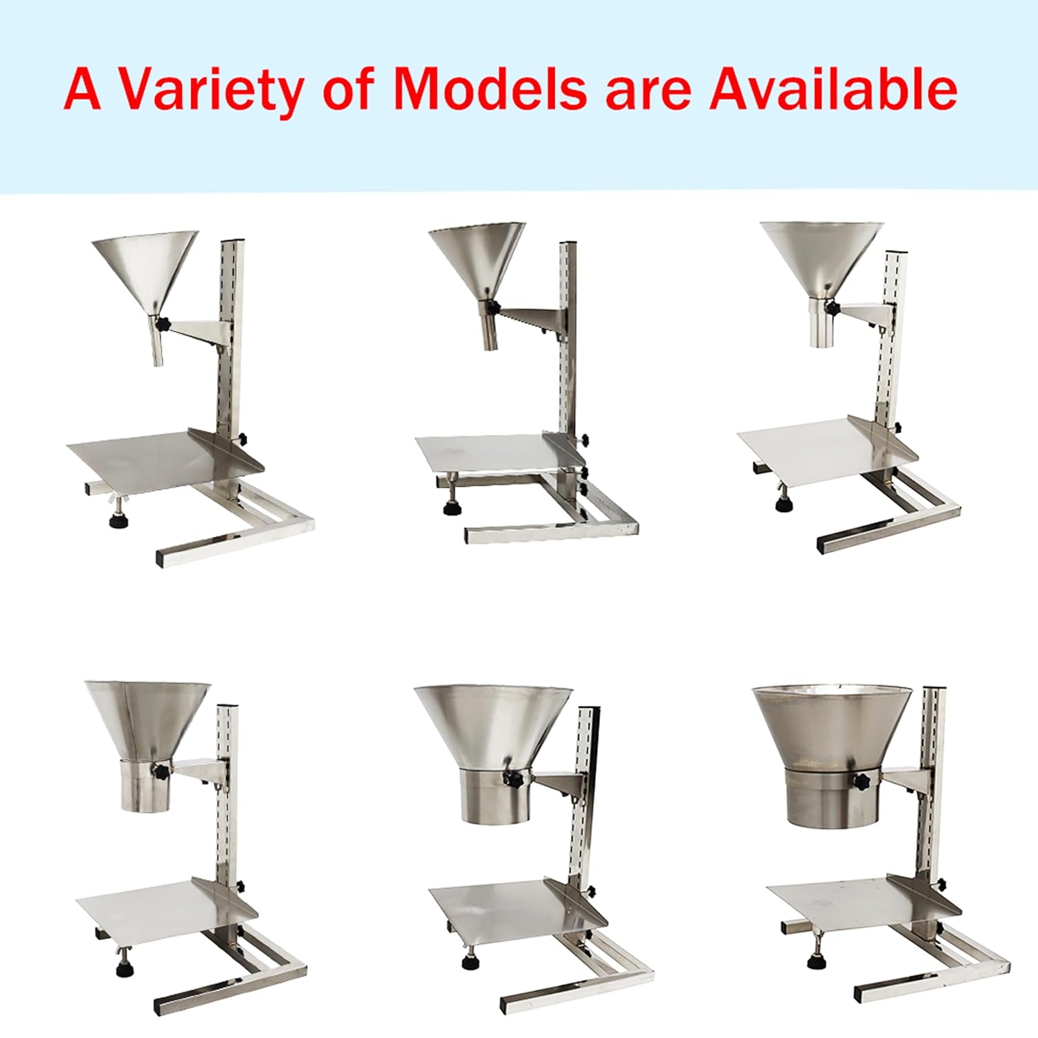 Stainless Steel Feeding Hopper with Support Stand Manual Filling Package Funnel Under Funnel Diameter 6CM
