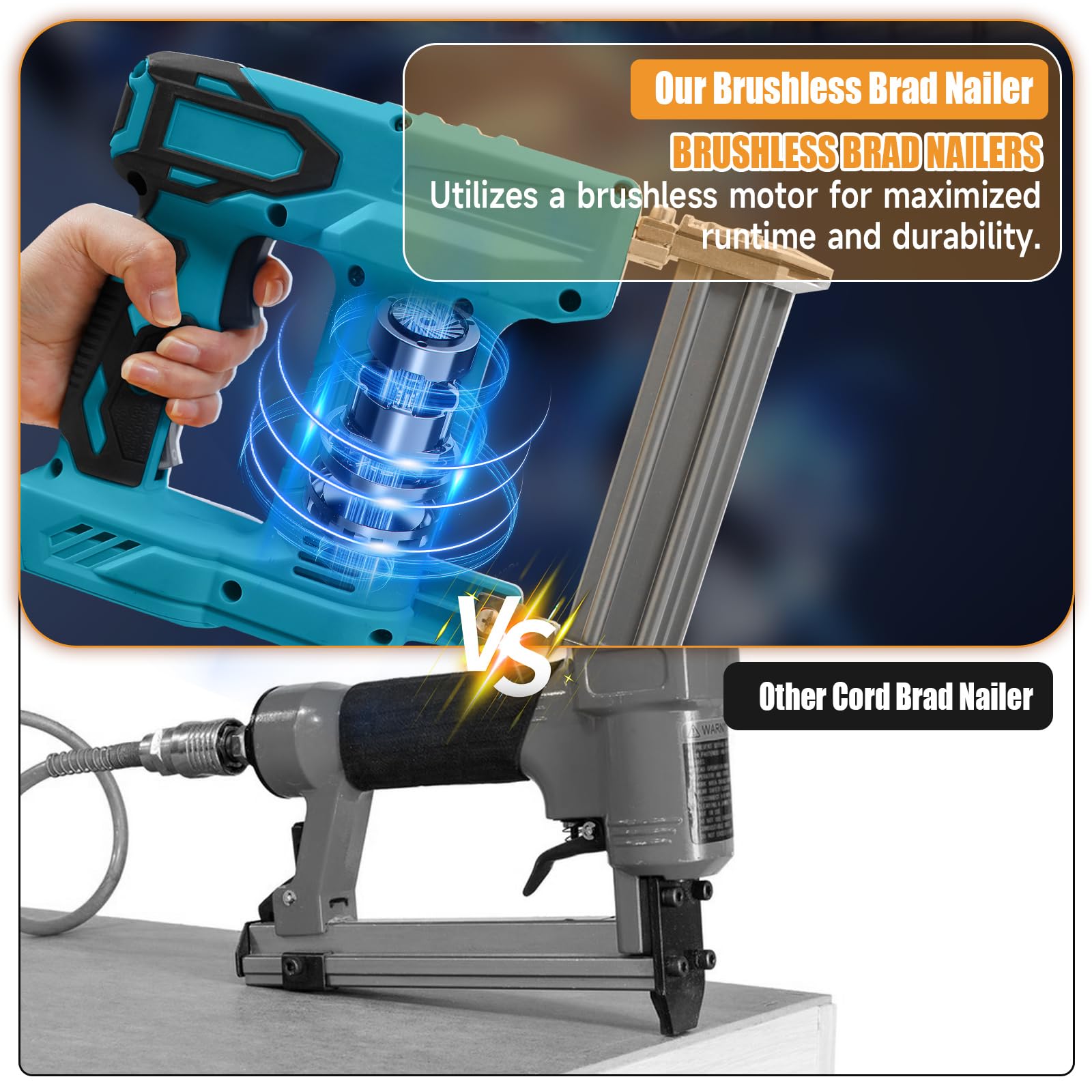 Cloueuse sans fil pour batterie Makita 18 V, cloueuse/agrafeuse électrique 2 en 1, 1000 clous droits et 500 clous en U inclus pour l'amélioration de la maison et le travail du bois (sans batterie)