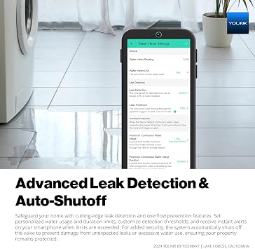 NSF Certified YoLink FlowSmart All-in-One Smart Water Meter & Auto Shutoff for 3/4 Pipes, LoRa Long-Range, Real-Time Leak Detection, 10-Year Battery, 80+ Device Ecosystem, Hub Required