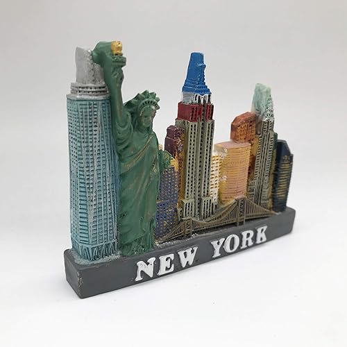 Miniatura 6 de Imán de nevera 3D de Nueva York de Estados Unidos, recuerdos de viaje turísticos, artesanías de resina hechas a mano, calcomanías magnéticas para