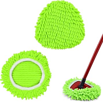 YWSHF Spin Mop Heads Replacements for Ocedar Easywring 1 Tank 2 Pack,Green | Microfiber Chenille Mop Pad Spin Mop Refill for O Cedar,Green Color,Chenille Duster,Remove Pet Hair,Machine Wash,Easy Clean
