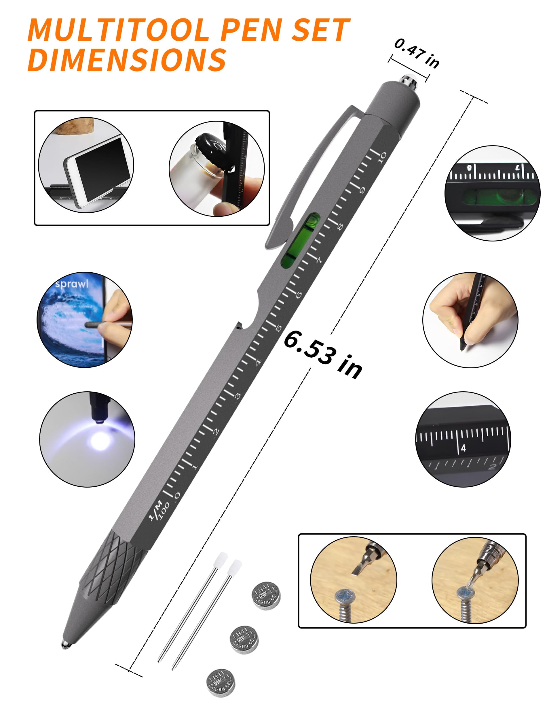 MEIRUBY Fathers Day Dad Gifts for Mens, Fathers Day Gifts from Daughter Son Wife, 9 in 1 Multitool Pen, Cool Gadgets for Men, Christmas Birthday Gift for Men Dad Who Want Nothing