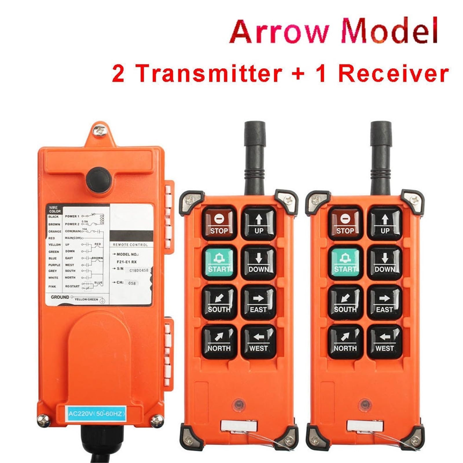 Radiocomando for Gru Industriale F21-E1B 220V380V110V 12V24V(Arrow type 2F1S,UHF 868 mhz,12V)