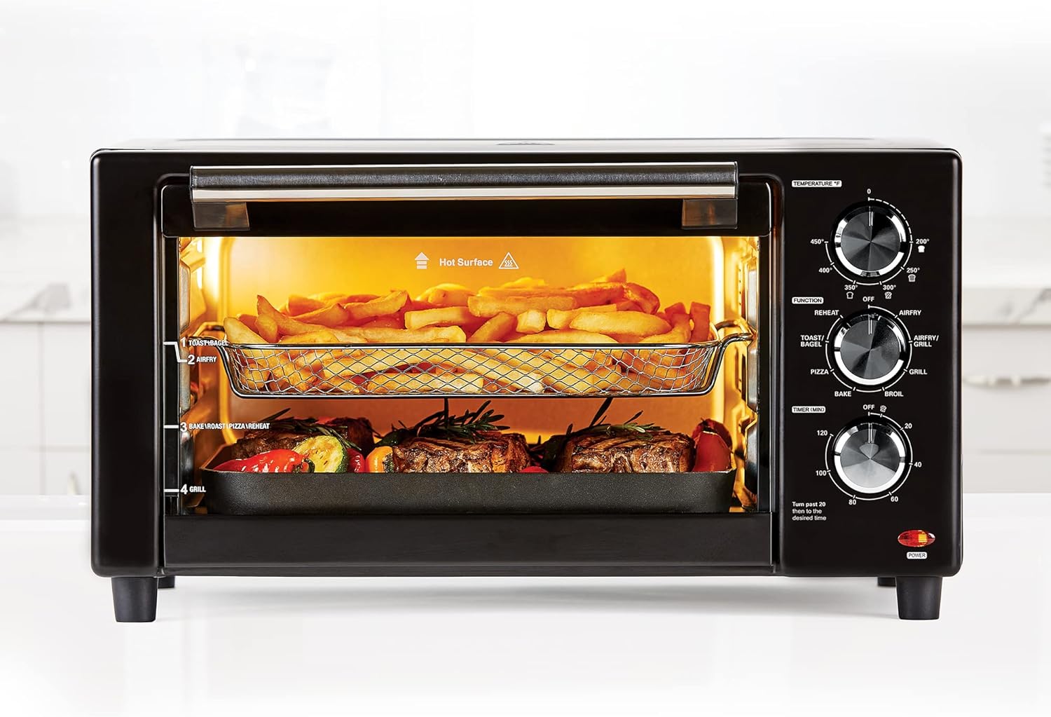 PowerXL Air Fryer Grill 8 in 1 Roast, Bake, Electric Indoor Grill (Black Deluxe)