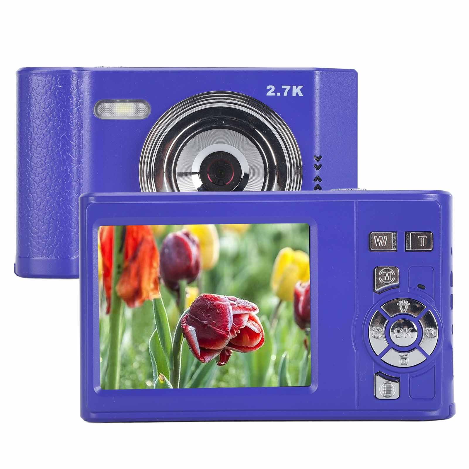 HD Digital Camera, 48MP 2.7K Video Camera with 2.8 Inch IPS Display, 8X Zoom Auto Focus Anti Shake Point and Shoot Digital Camera for Life Travel Vlogging, Students (Blue)