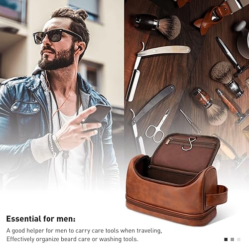 Miniatura 6 de Neceser de cuero personalizado para hombres, bolsa de viaje hecha a mano para marido, novio, papá, cumpleaños, aniversario, boda, padrinos de boda,