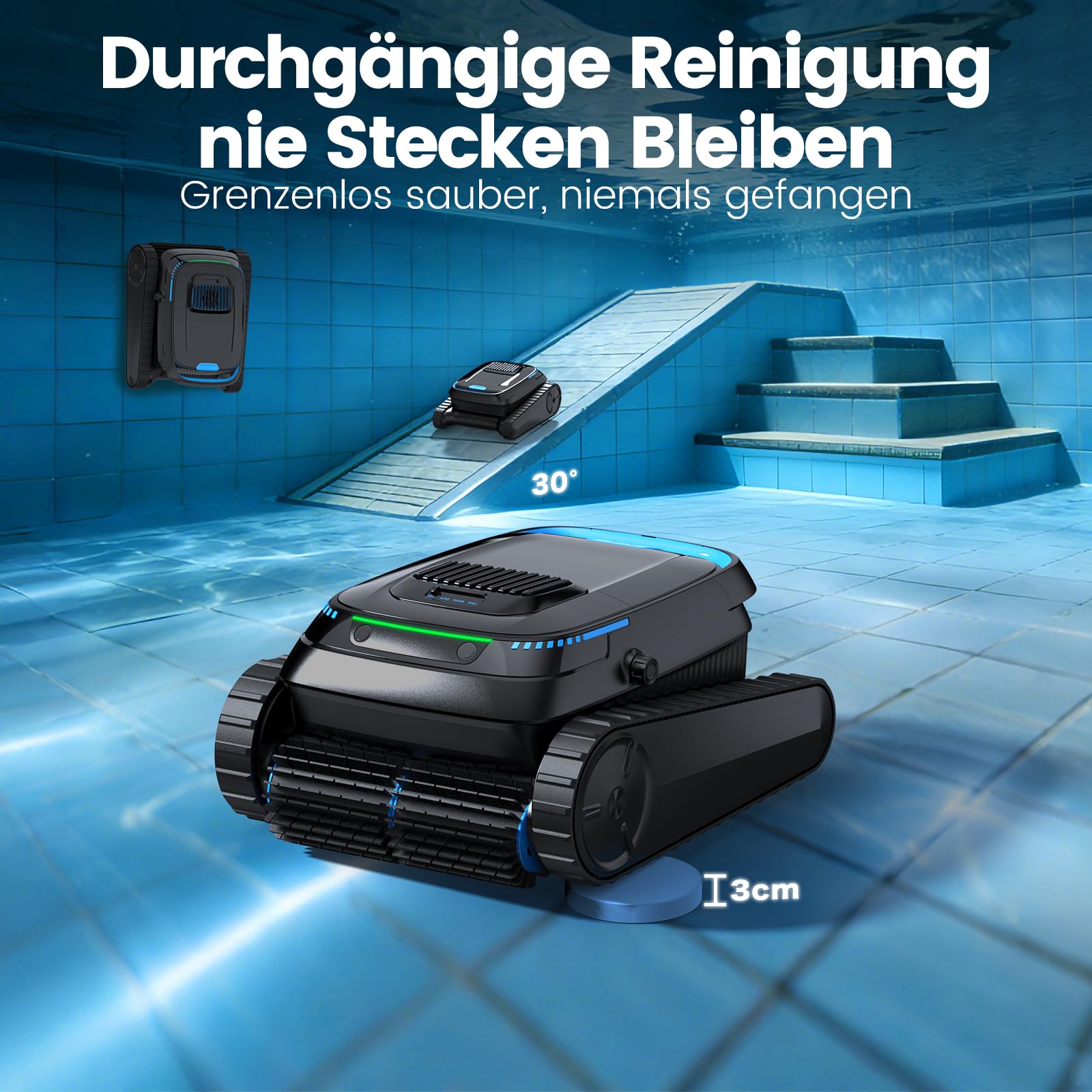(2026 Neu) Poolroboter Akku Boden und Wand Wasserlinie, Poolsauger Kabelloser, 18927LPH Saugkraft, Intelligenten Navigation für Aufstellpool Eingelassenen Pool bis 170㎡, PC10 (Schwarz)