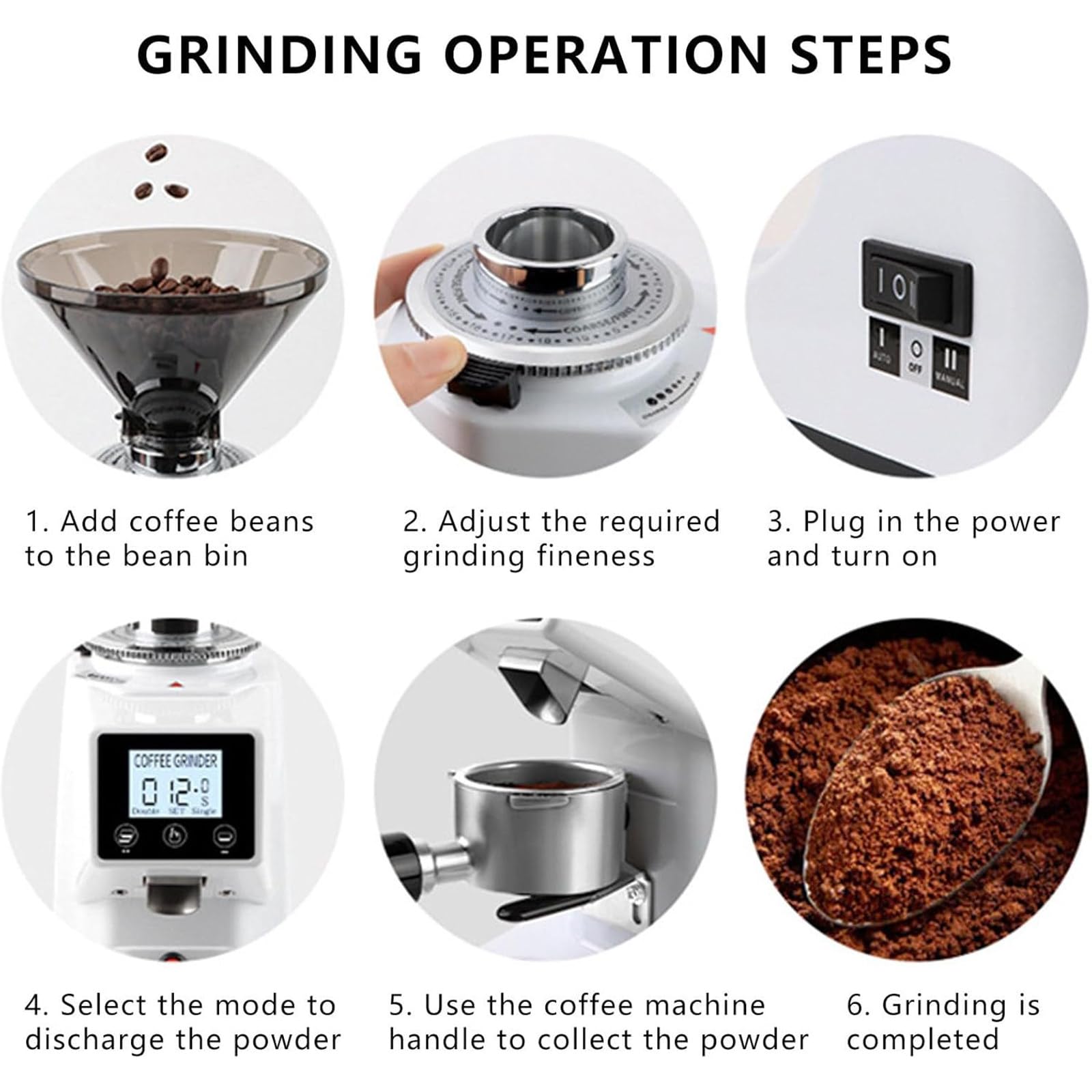 Komercyjny Młynek do Kawy Domowej 250G/750G – Płaskie Żarna 60 mm, 19 Ustawień Mielenia, Cyfrowy Timer, Silnik 250 W, Stała Jakość od Espresso po French Press 500ml-Black