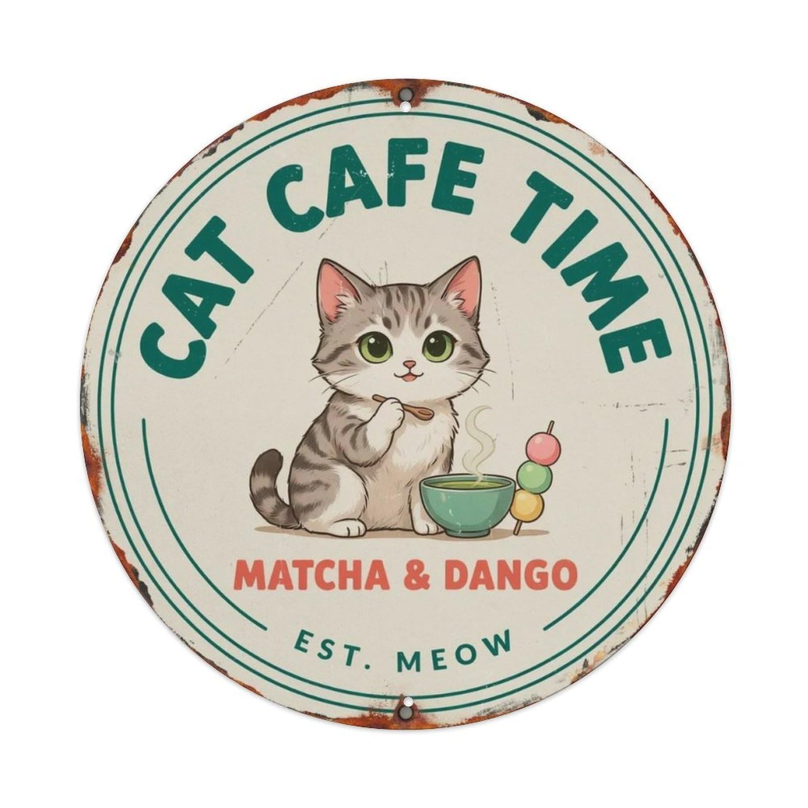 Cat Cafe Time Manga Metal Tin Sign Plaque
