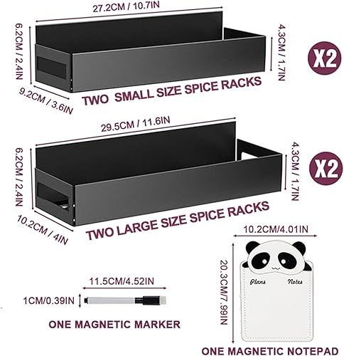 Miniatura 3 de HOPE & HARDY Paquete de 4 estantes magnéticos para especias para refrigerador, estante magnético de metal fuerte para refrigerador, organizador de