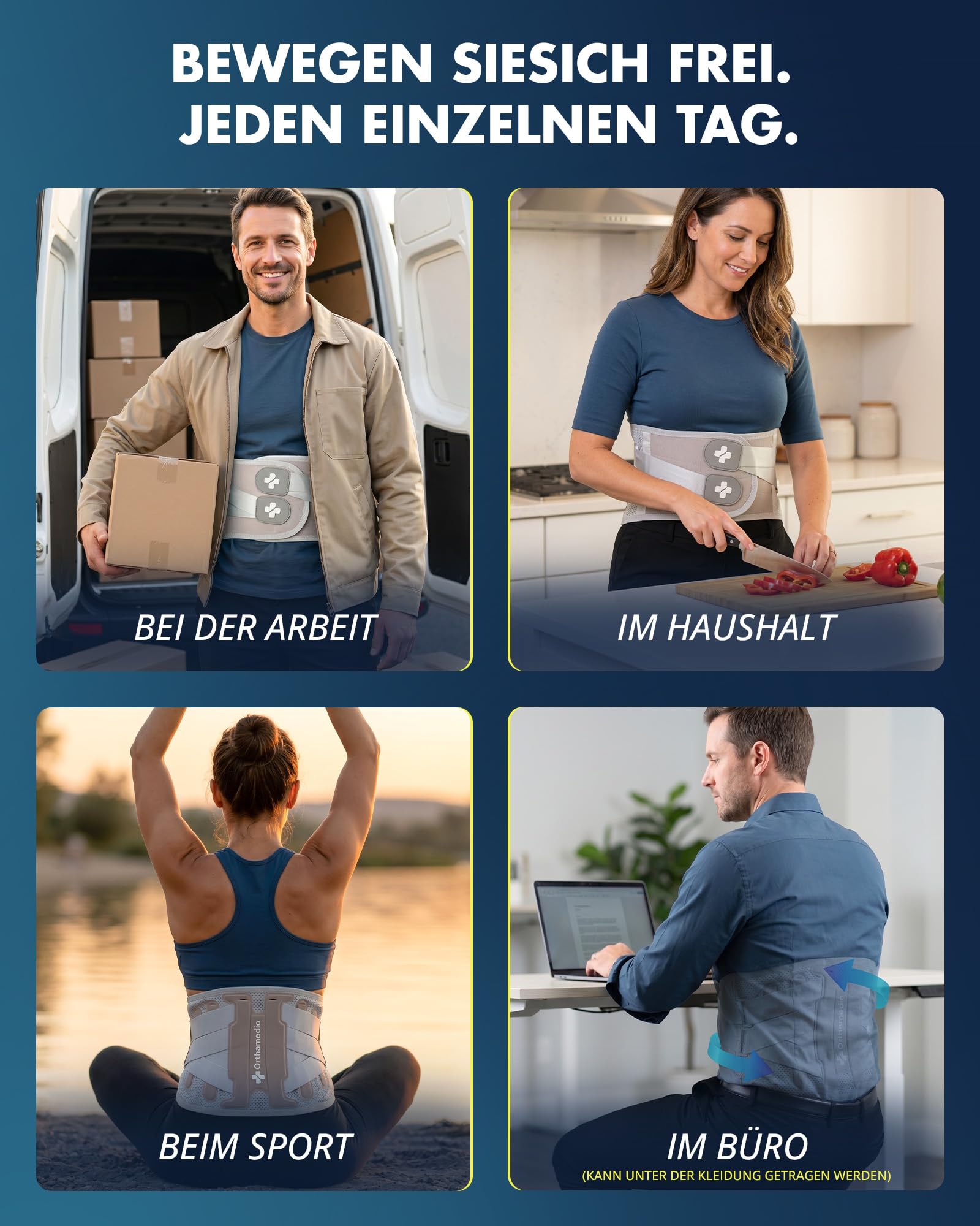 Rückenstützgürtel | Orthopädisch | Atmungsaktive Rückenbandage Herren & Damen | Nierengurt bei Bandscheibenvorfall, Ischias & Rückenschmerzen | Lendenwirbelstütze Gürtel