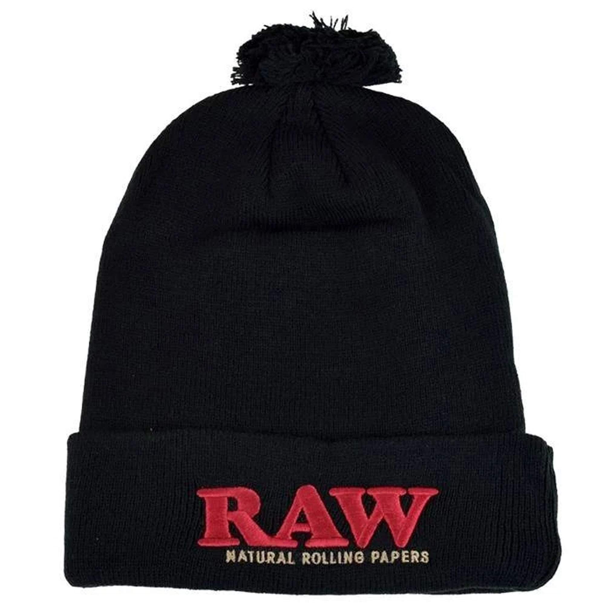 RAW Rolling Papers Pom Pom Knitted Hat - Black - One Size