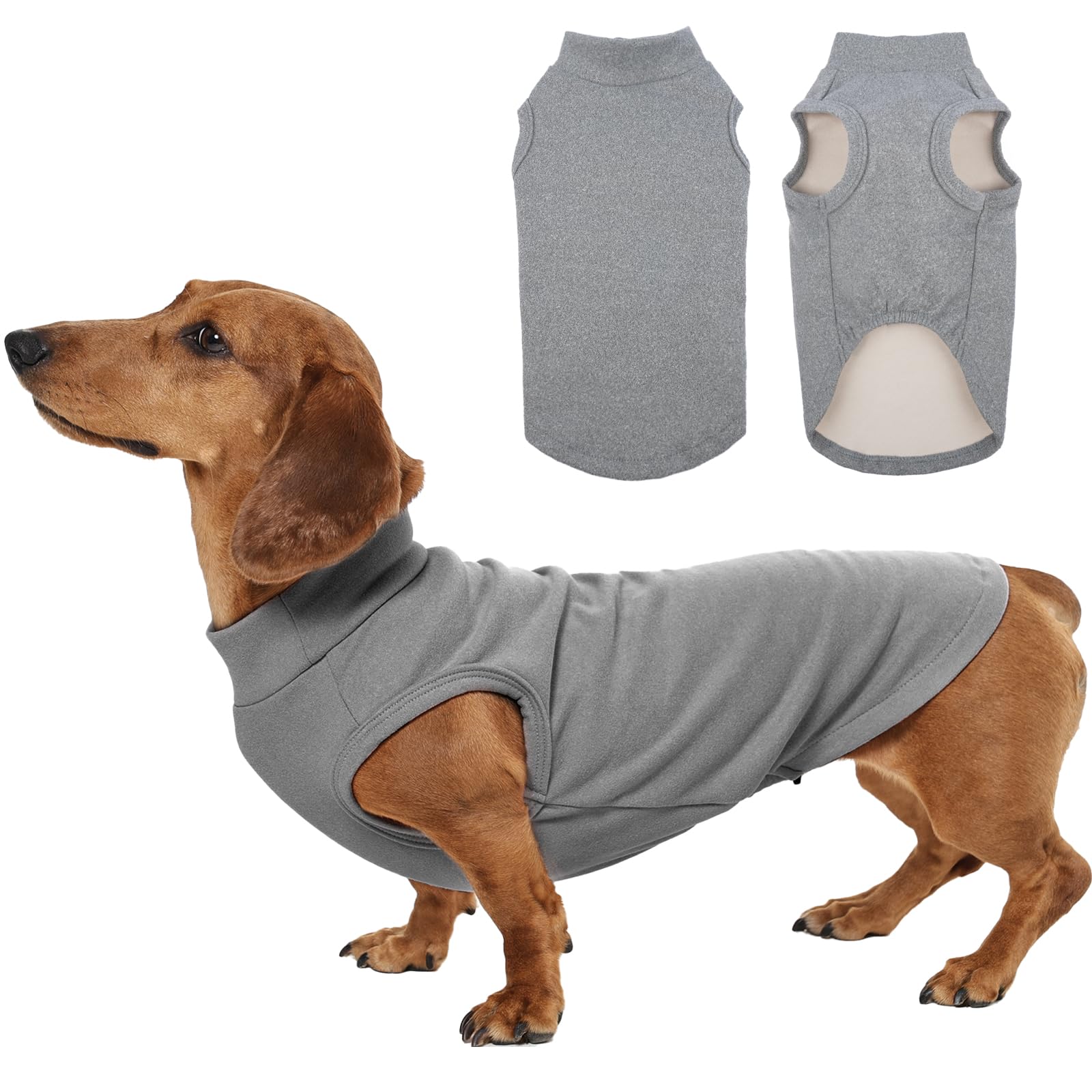 Soft Fleece Dachshund Sweater for Warmth, Grey, Small
