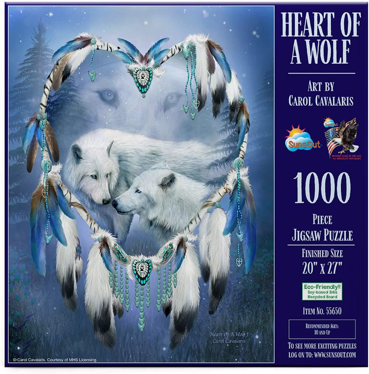SunsOutHeart of a Wolf - 1000 pc Jigsaw Puzzle by Artist: Carol Cavalaris - Finished Size 20" x 27" - MPN# 55650