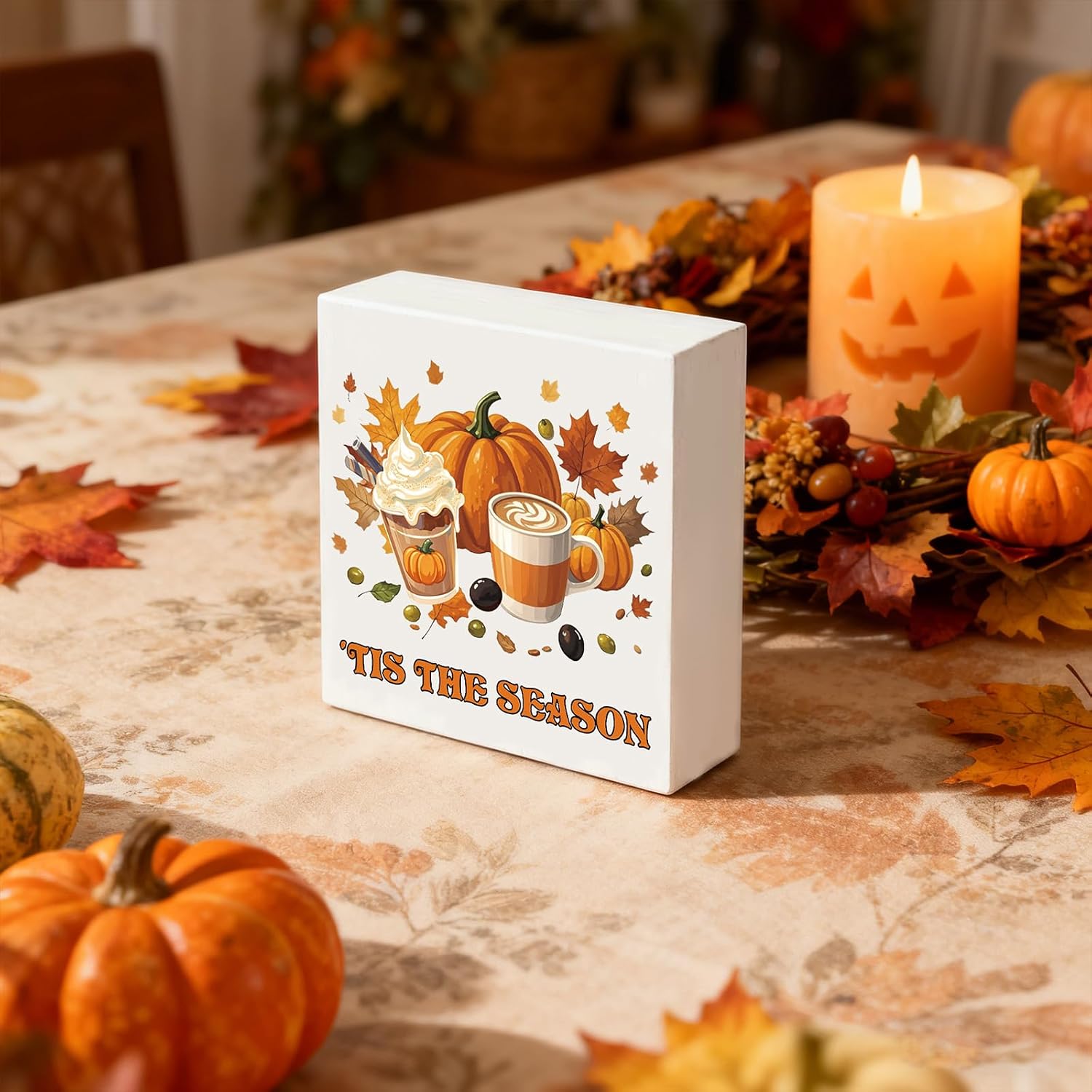 Fall Decorations for Home Fall Decor Wooden Box Sign Thanksgiving Decor image 3
