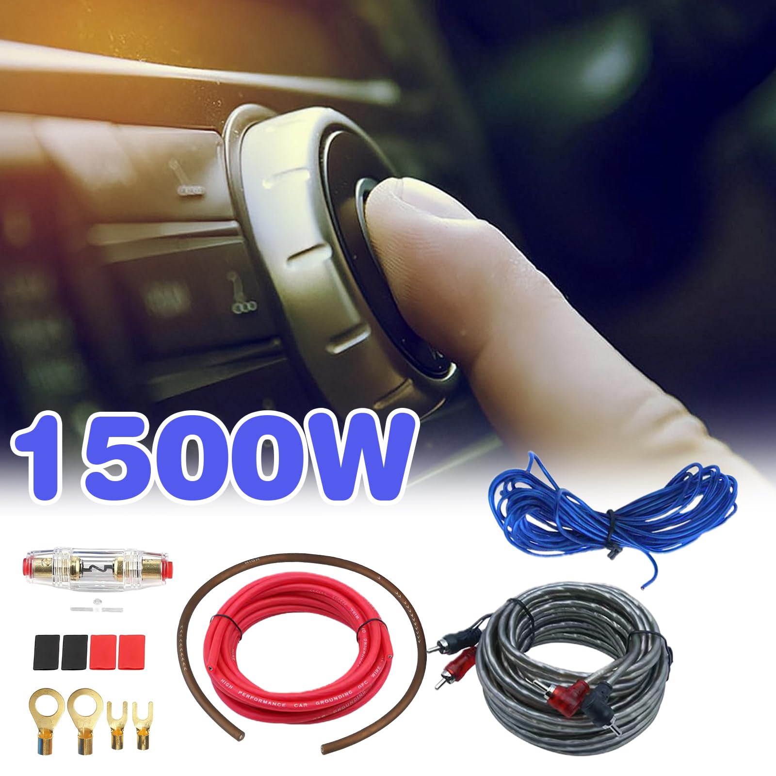 GBKDQQ Lot de 7 câbles pour caisson de basses, amplificateur de voiture 4GA, kit de câbles d'amplificateur de voiture de 5 m, kit d'installation pour amplificateur de voiture, câble audio de voiture