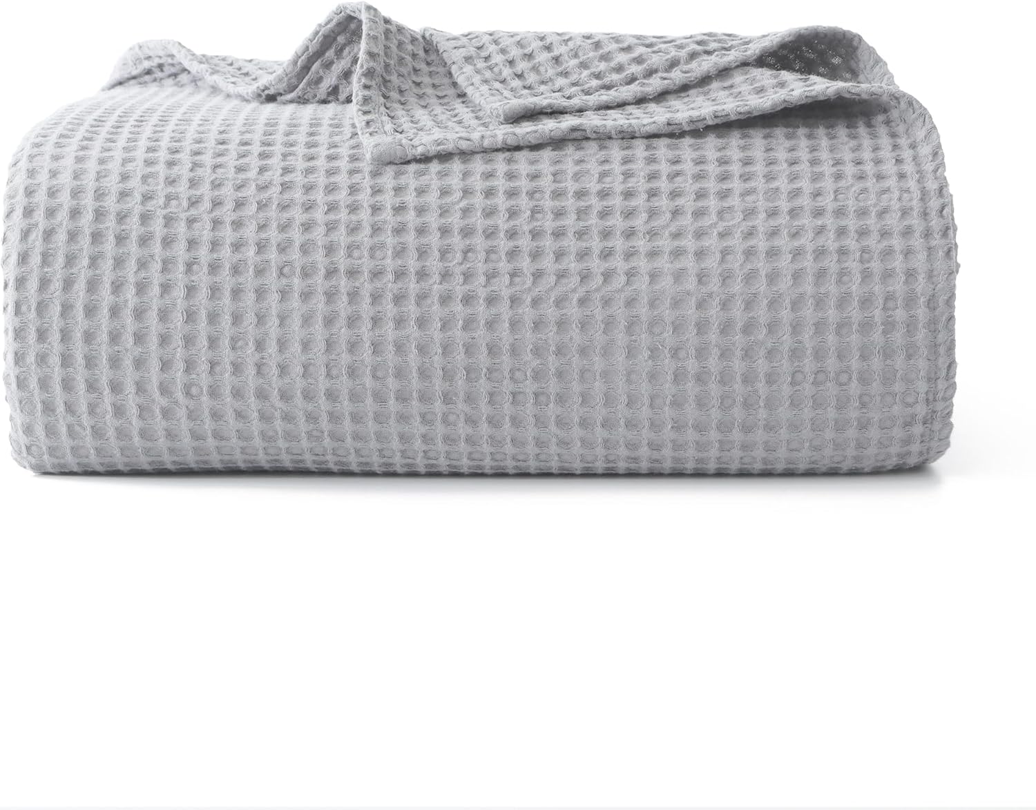 100% Cotton Waffle Blanket (Gray - King Size - 104 * 90''), Pre-Washed and Anti-Shrinkage Soft Lightweight Bed & Couch Blanket, 380 GSM Waffle Weave Throw Blanket for All Seasons