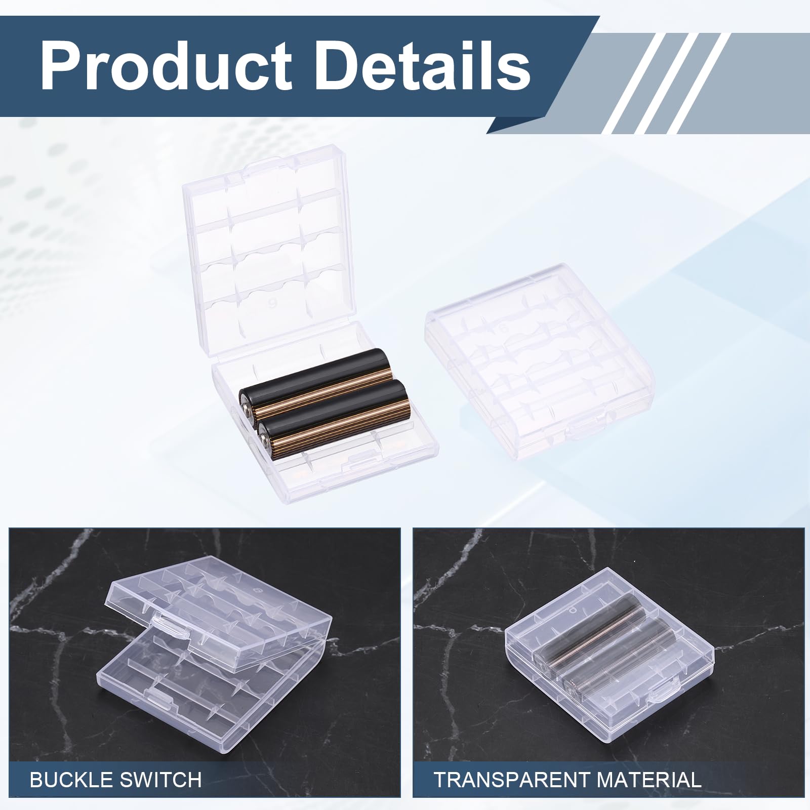 QUARKZMAN Porta Batterie Organizer Scatola Immagazzinaggio 4 x AA/AAA Custodia In Plastica Trasparente Confezione 10