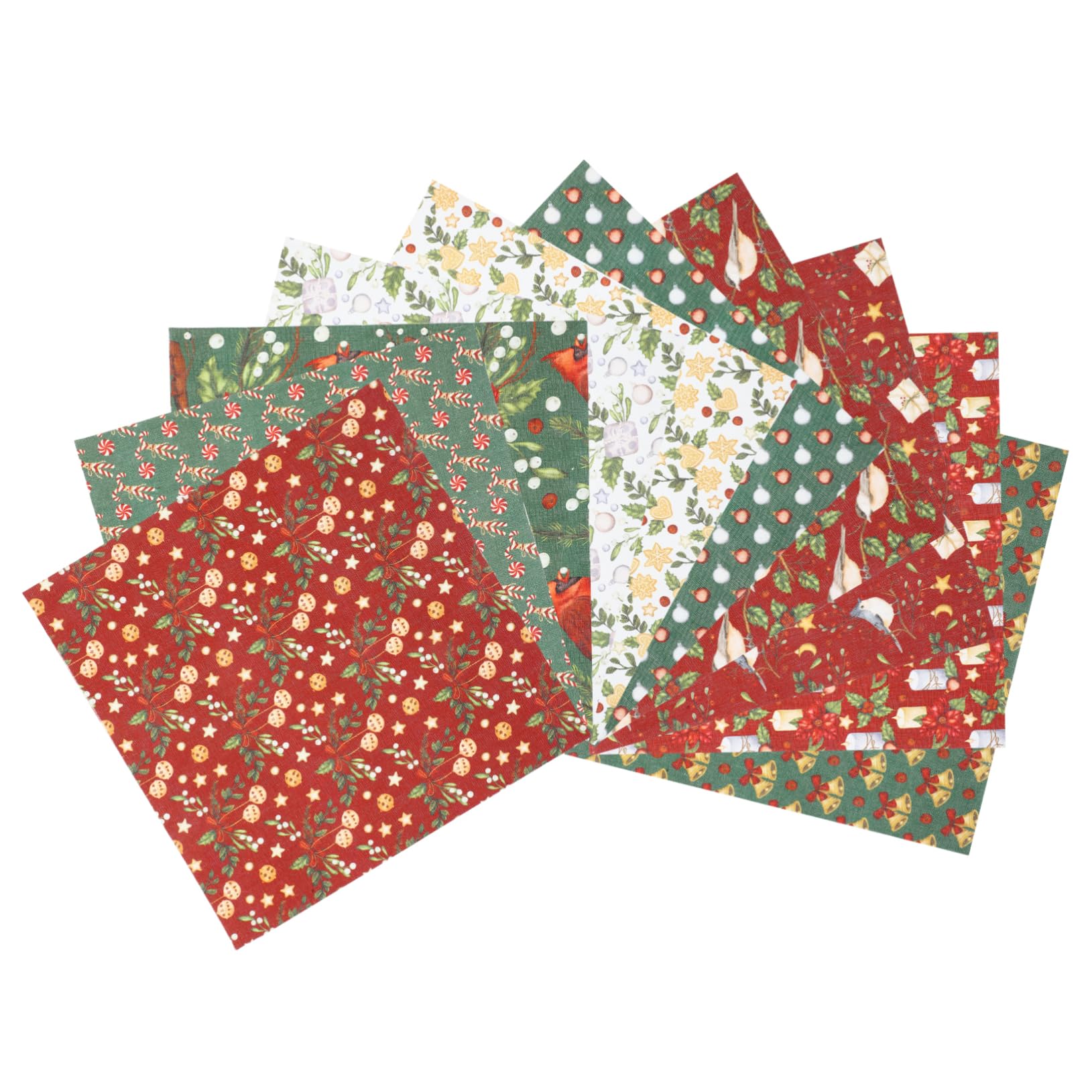 NUOBESTY 3 Series Tela De Retales Acolchado De Tela Navideña Tejido De Costura Cuadrado Adornos Navideños Antiguos Cuartos De Grasa De Navidad Pequeña Navidad Algodón 10 Hojas*3