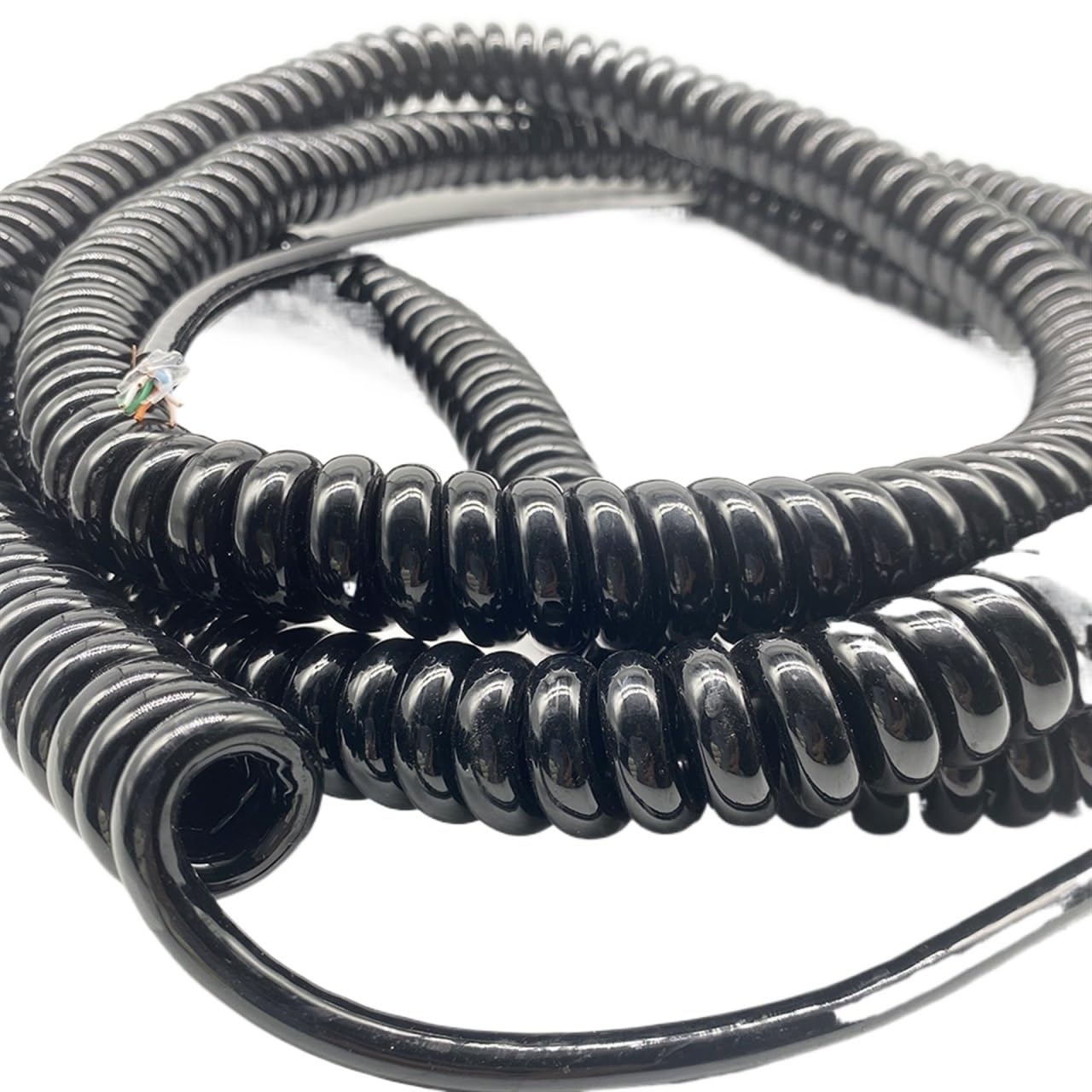 Cavi a Molla per telefoni, Cavo di Rete Estensione 24AWG a 8 Core, Cavo a Spirale for sensori Domestici, telescopico Nero, a Molla | Strecth 1 meter