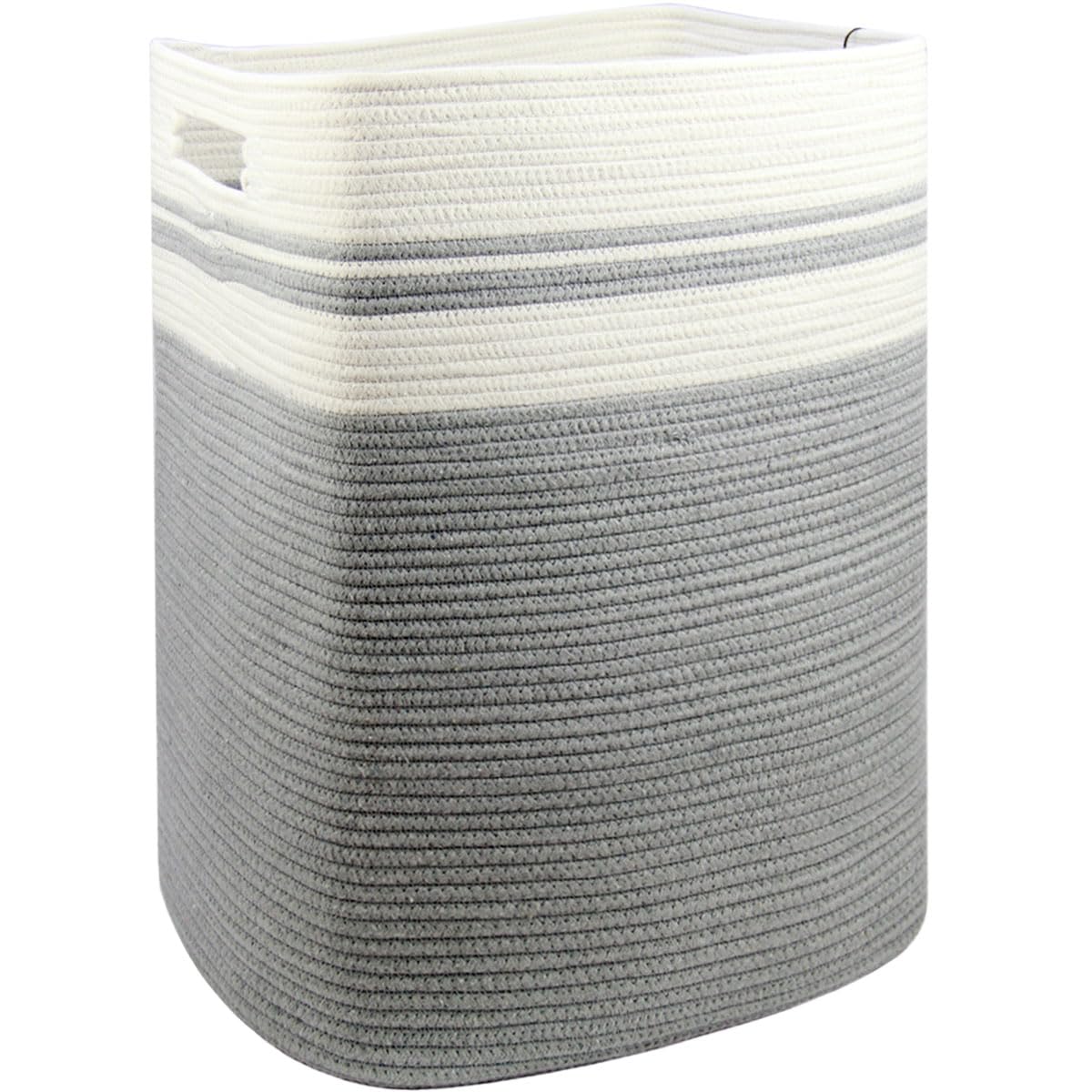 Casaphoria Woven Rope Laundry Hamper, Bin for Living Room, Storage Basket, Blanket Container, Dirty Clothes Hamper 16x13x22in - Light Gray