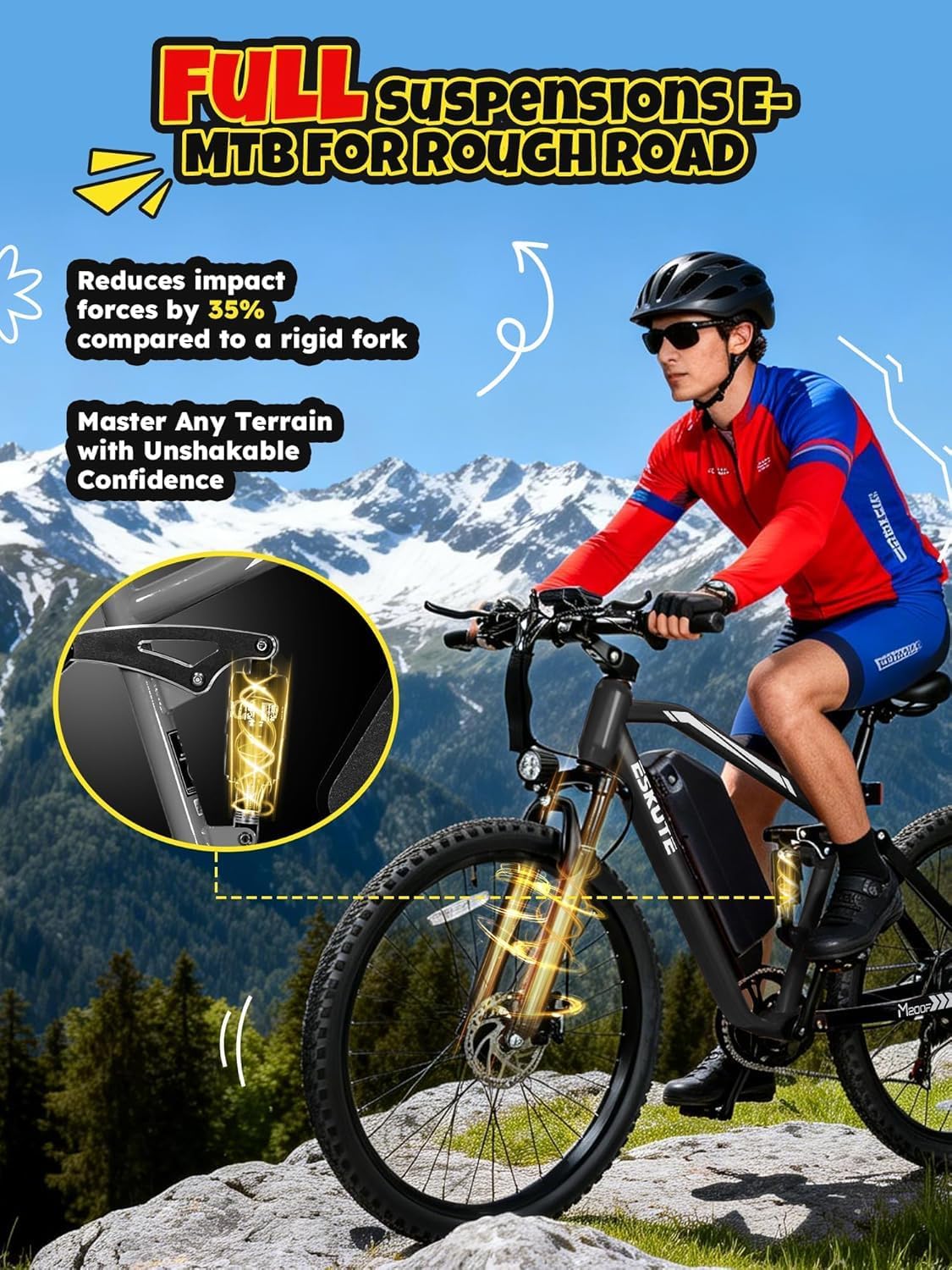 ESKUTE M200F Electric Bike display showing speed, battery, and trip distance