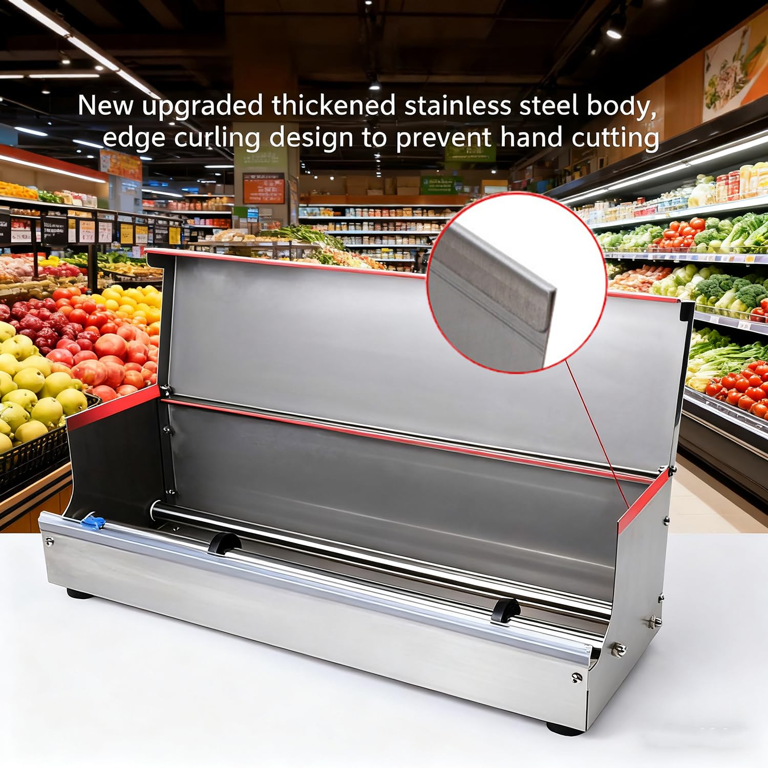 Dispensador Cortador de Ppelícula Adhesiva,con 2 Cuchillas de Repuesto,para Film Transparente,para Supermercados,Mayoristas de Fruta