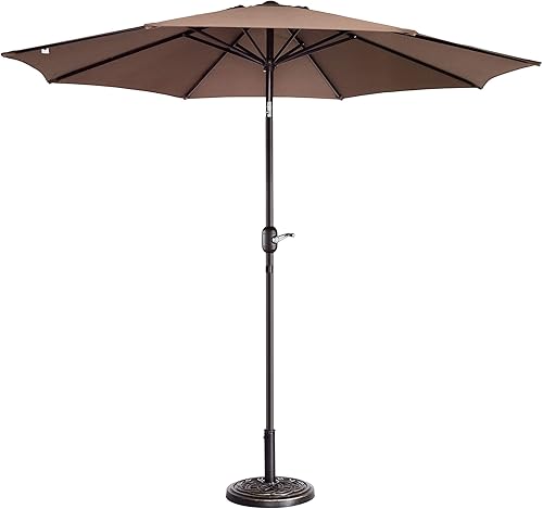 Sombrilla de patio al aire libre de 9 pies, color marrón