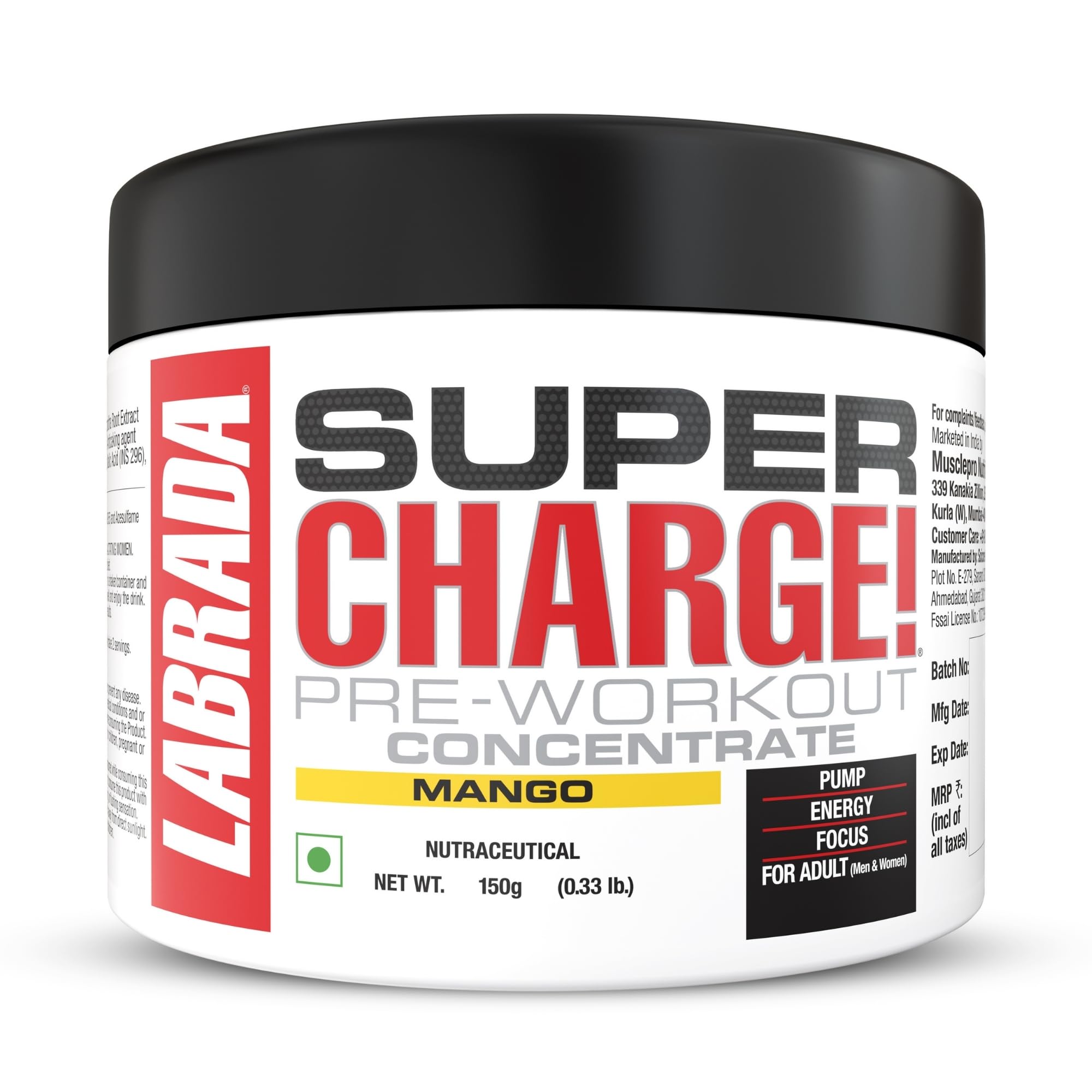 Labrada Super Charge Pre Workout Supplement for Men & Women | Energy, Focus & Muscle Pump Support | Orange Flavour | 150g — Amazon image 11