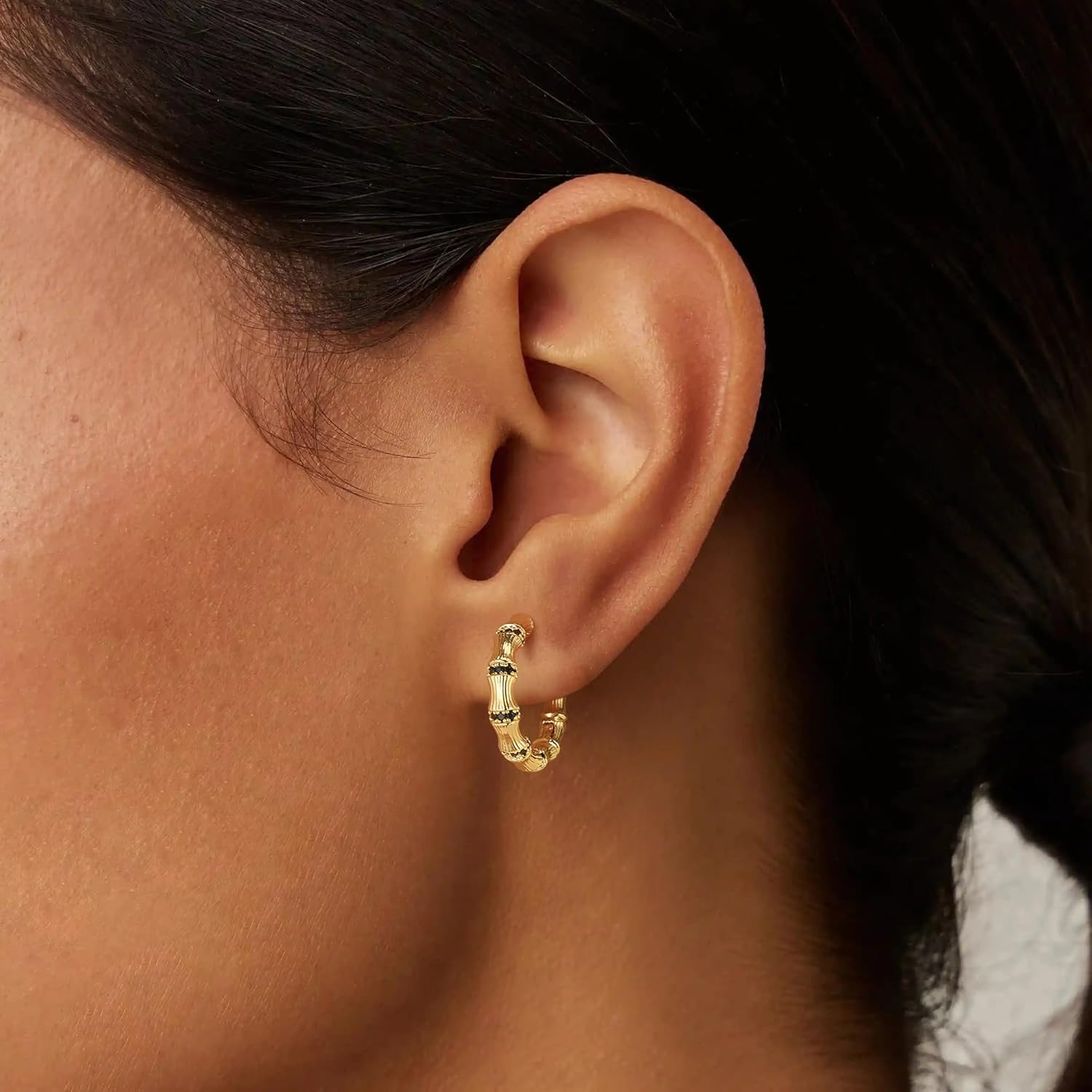 BENEIGE Hoop Huggie Earrings 14K Gold Plated Cubic Zirconia Earrings Simple Boho Earrings Handmade Hypoallergenic Jewelry - Image 2