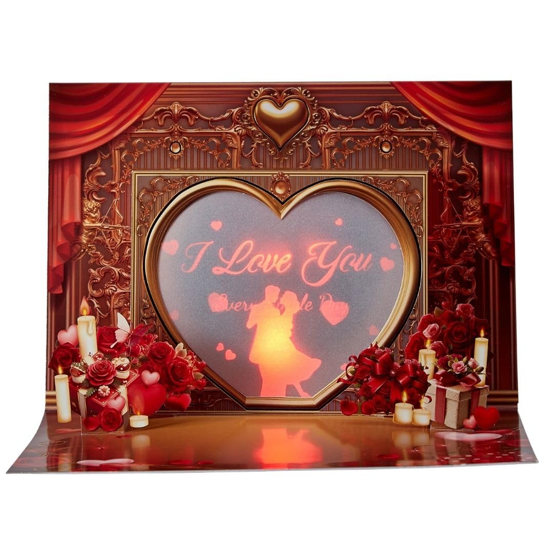Romantische 3D-Pop-Up-Karte mit Musik & Lichtern, luxuriöses Liebesandenken zum Jahrestag, Valentinstag oder besondere Momente, Geschenk für Frau oder Freundin