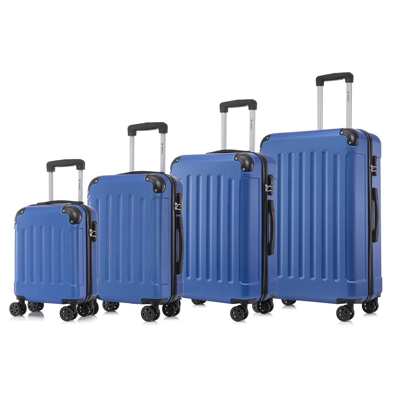 yonsly Koffer Suitcase, Trolley Reisekoffer, Rollkoffer Handgepäck mit 4 Rollen 360°, ABS Hartschalen, Sicherheitsschloss, Weicher Gummigriff, 210D-Futter