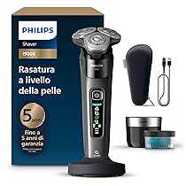 Philips Shaver i9000, rasoio elettrico Wet & Dry, con tecnologia Skin IQ, triplo sistema di sollevamento e taglio, doppie lame di precisione SteelPrecision rotanti a 360°, modello X9002, 30