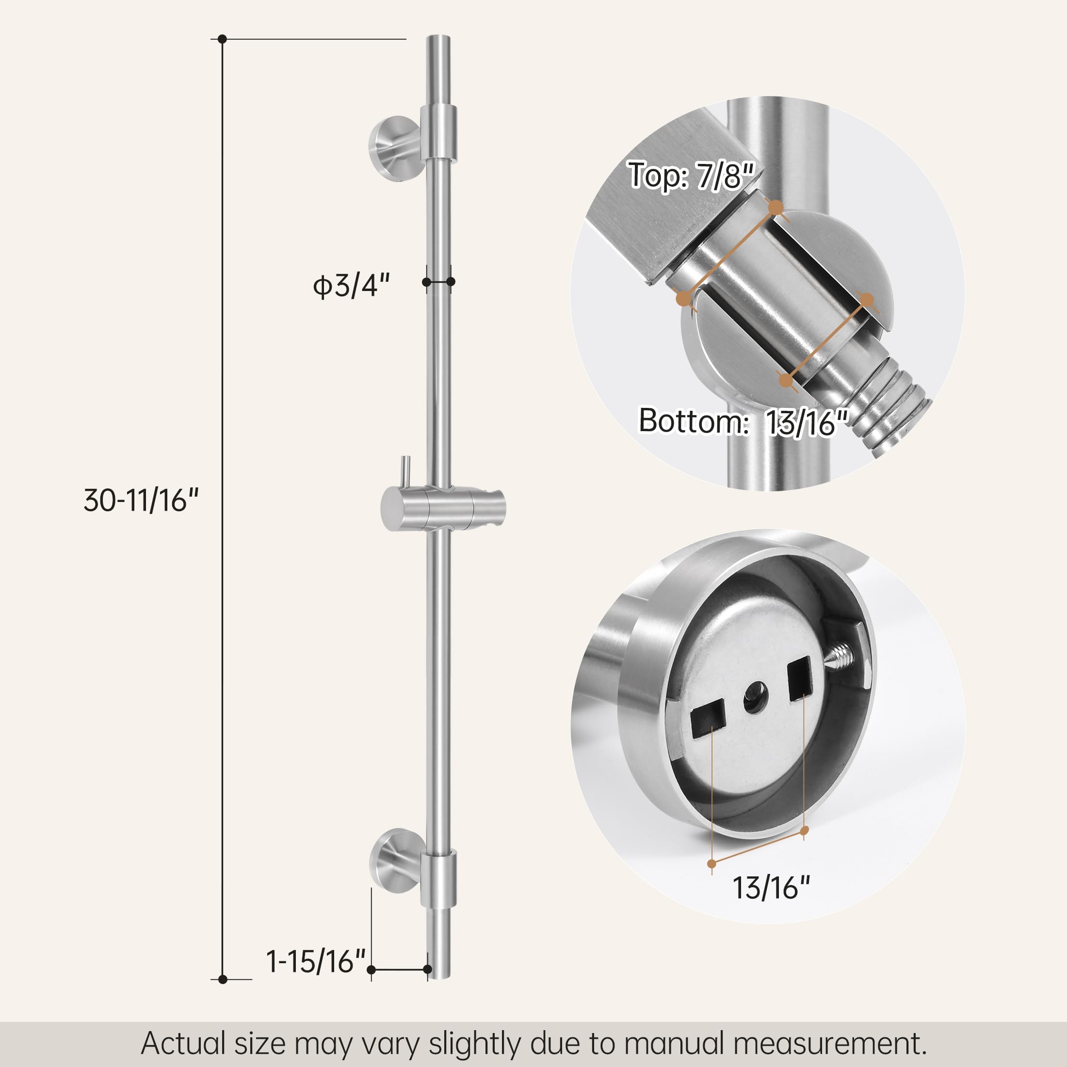 KES W całości metalowa szyna prysznicowa z regulowanym uchwytem głowicy prysznicowej (bez tworzywa sztucznego), suwak szyny prysznicowej ze stali nierdzewnej 78 cm z regulowanym wspornikiem, montowany