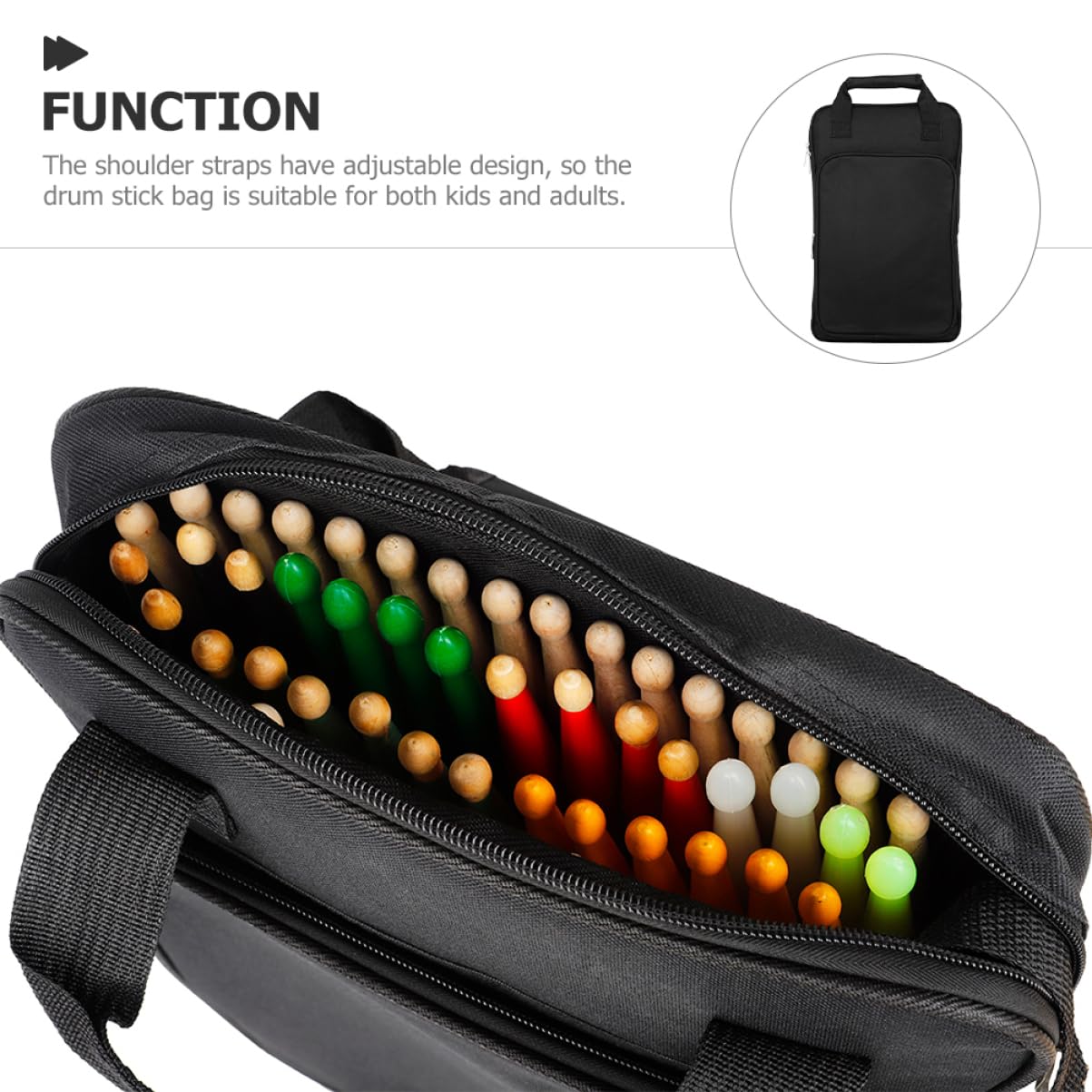 Borsa Comodo Resistente e Nero per Bacchette Oxford Batteria da Cerniera con Ampio Scomparto Liscia, Dotata di Tracolla Regolabile per Trasporto