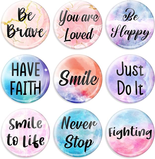 Riapawel 9 Pcs Personalised Refrigerator Magnets, Glass Inspirational Magnets for Fridge, Motivational Fridge Magnets, Decorative Magnets for Whiteboard Classroom Office
