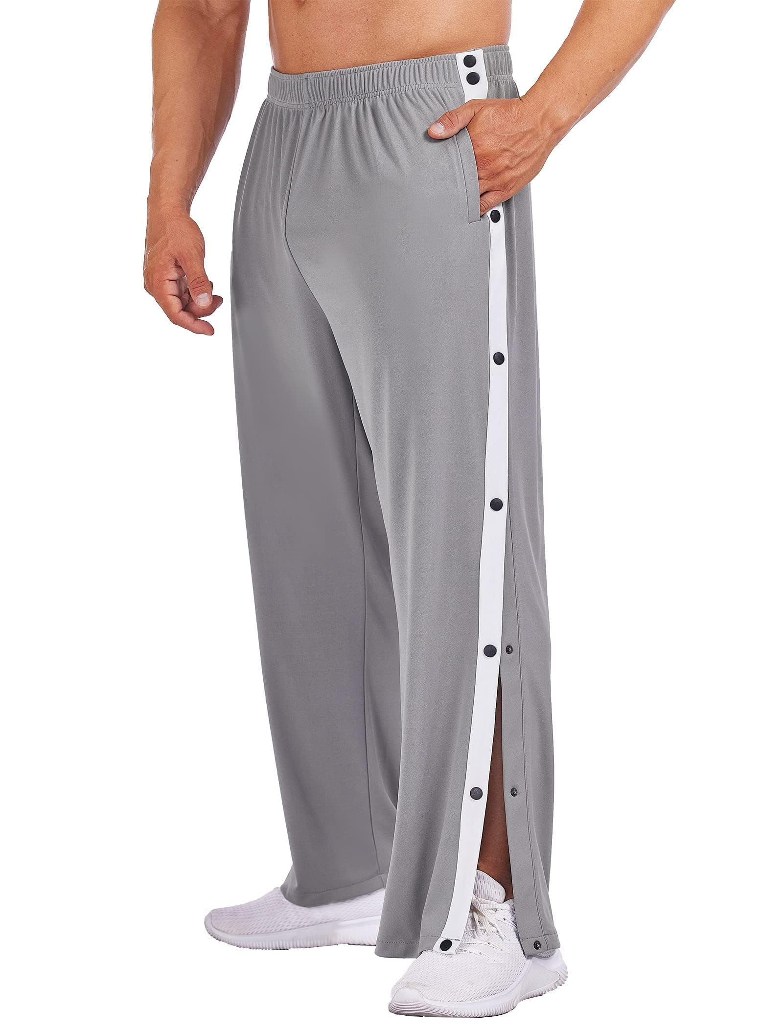 Deyeek Pantaloni da Jogging, Pantaloni da Riabilitazione da Uomo con abbottonatura Laterale per Aprire i Pantaloni da Allenamento, Pantaloni Sportivi postoperatori